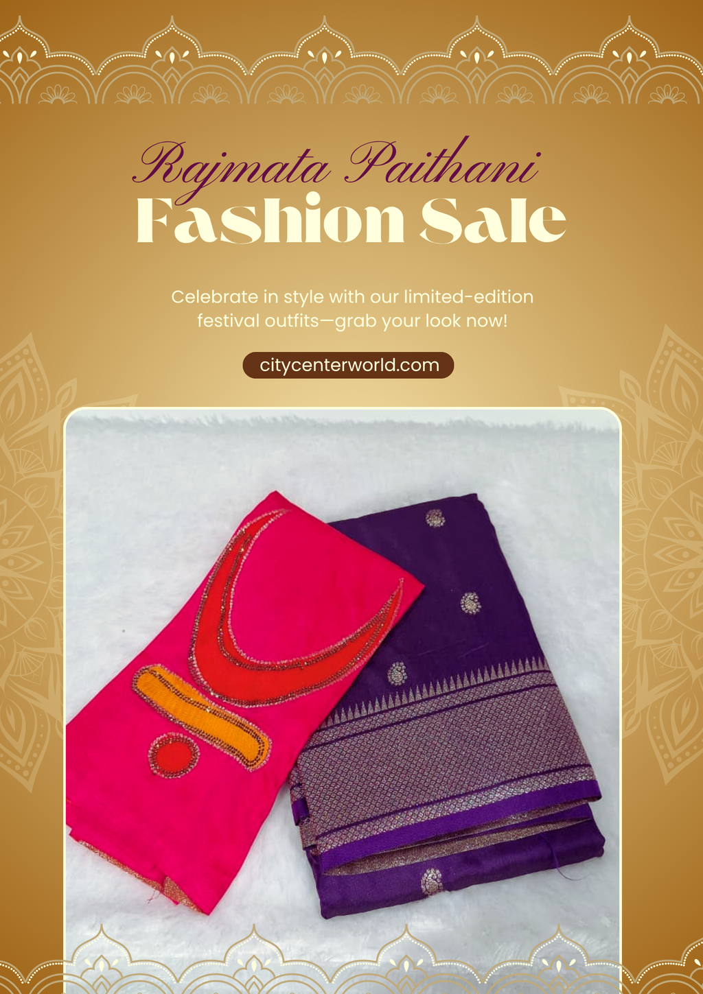 Rajmata Paithani Saree | Vibrant Mango With Forest Green Blouse