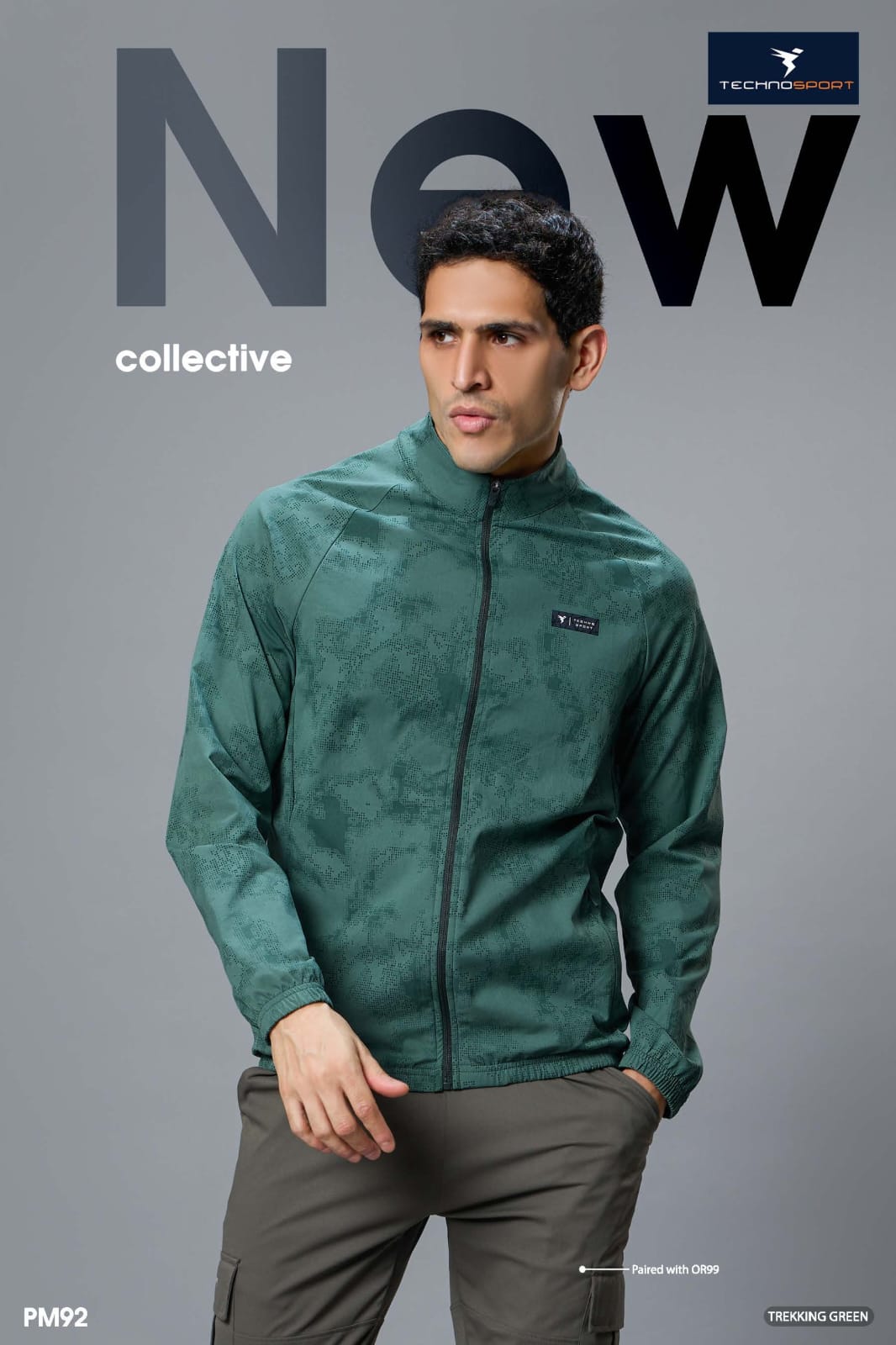 Technosport Men's Solid Hi-Neck AOP 2-Way Stretch Jacket (PM92/6