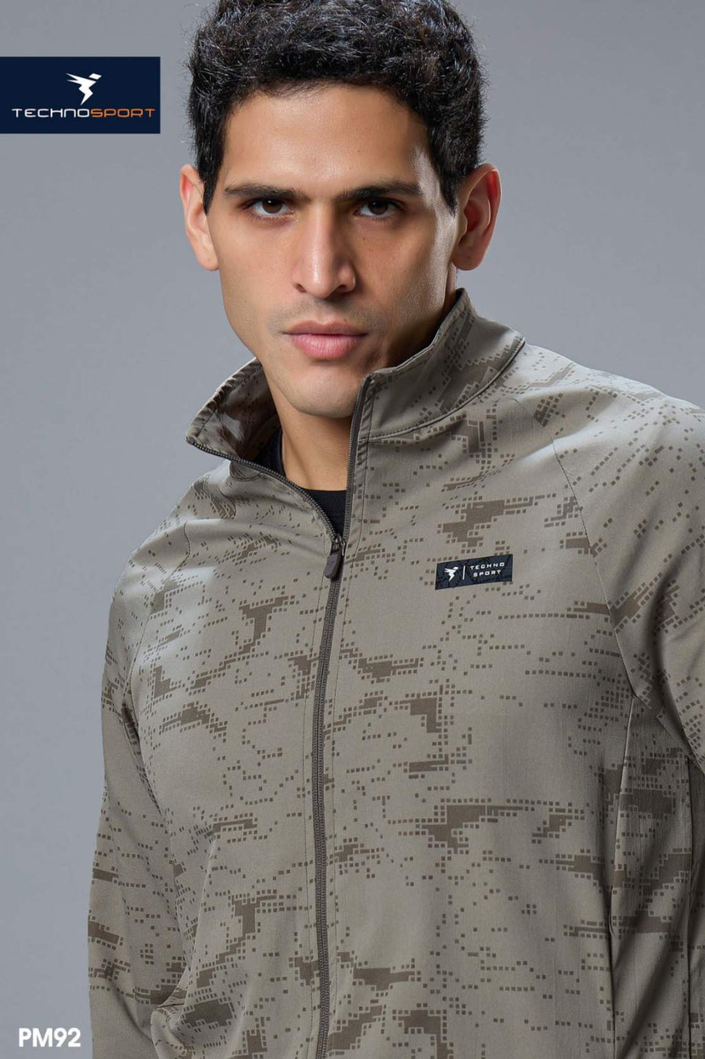 Technosport Men's Solid Hi-Neck AOP 2-Way Stretch Jacket (PM92/6