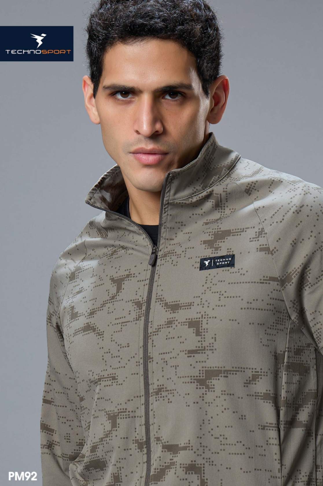 Technosport Men's Solid Hi-Neck AOP 2-Way Stretch Jacket (PM92/6
