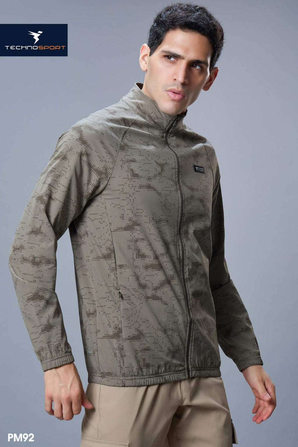 Technosport Men's Solid Hi-Neck AOP 2-Way Stretch Jacket (PM92/6