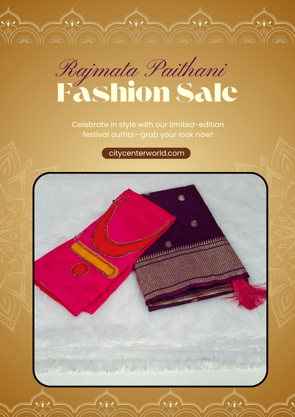 Rajmata Paithani Saree | Vibrant Mango With Forest Green Blouse