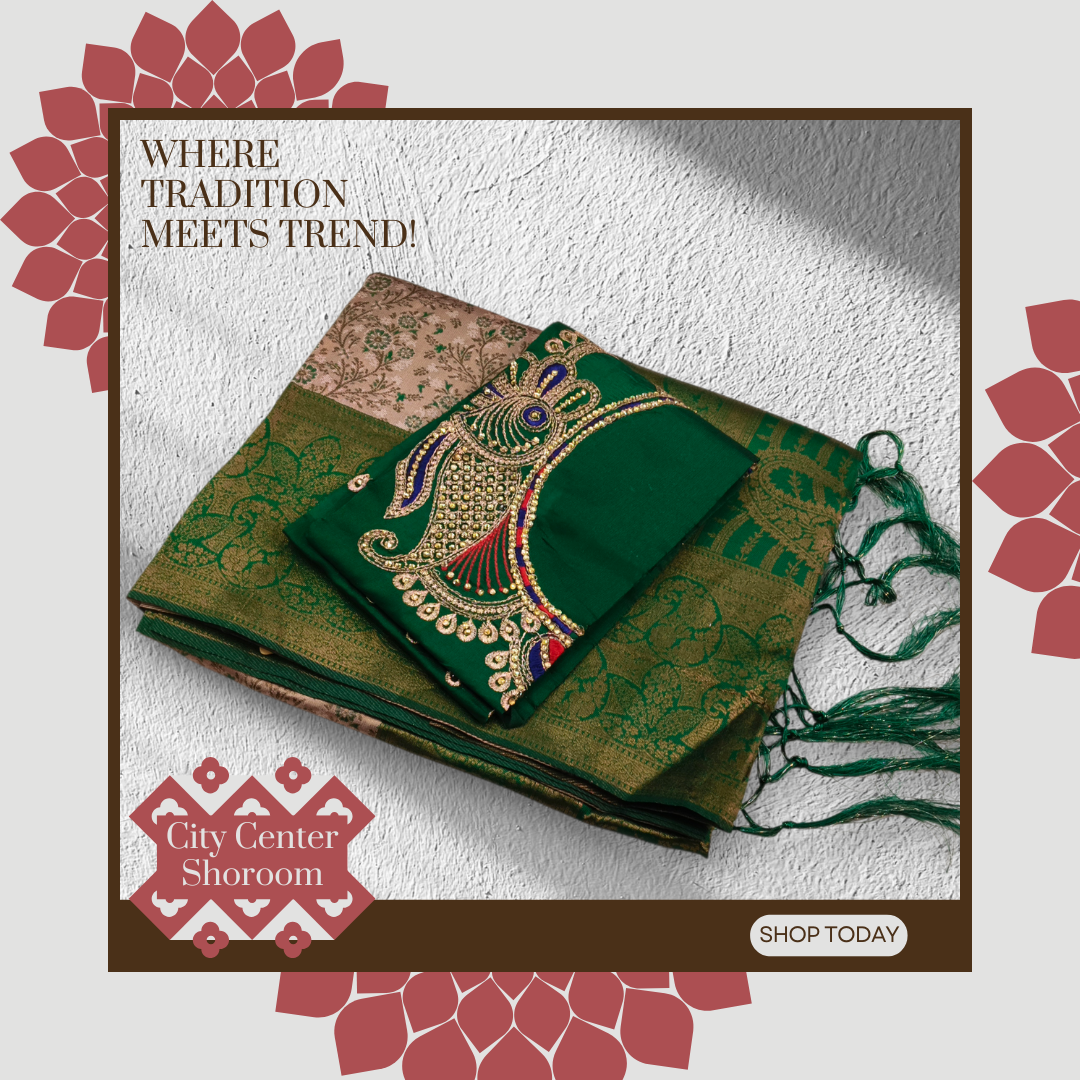 Kanjeevaram Silk Saree with Handcrafted Aari Work Blouse 1002