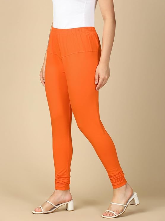 Premium Solid Cotton Lycra Leggings for Women: FREE SIZE Chuddidar Length