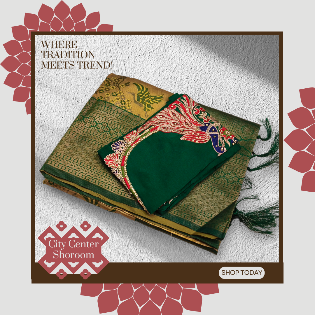 Kanjeevaram Silk Saree with Handcrafted Aari Work Blouse 1002