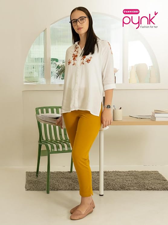 PYNK by Lux Cozi: Premium Cotton Lycra Kurtipant with Side Pocket BUY 1 GET 1 OFFER
