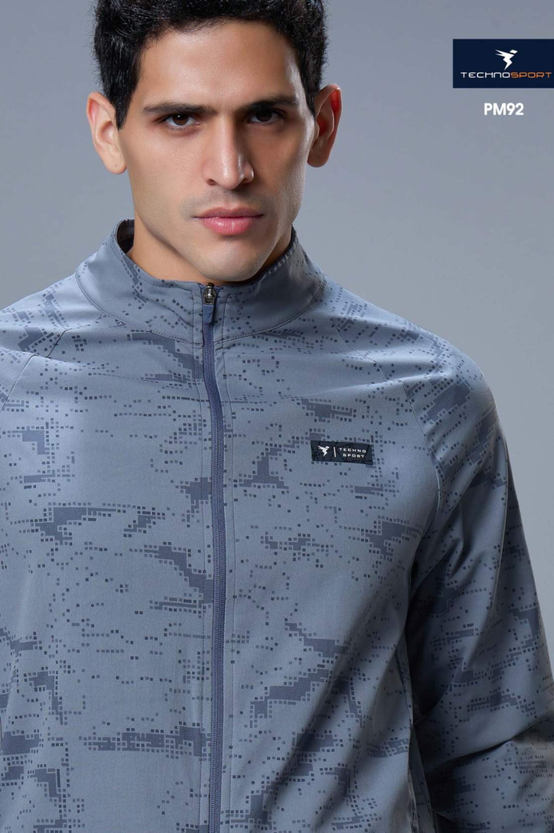 Technosport Men's Solid Hi-Neck AOP 2-Way Stretch Jacket (PM92/6