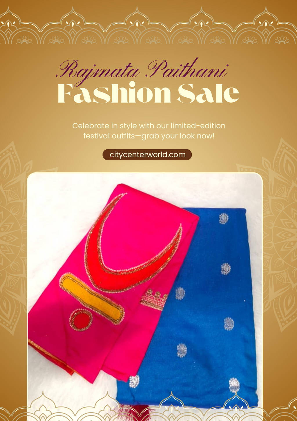 Rajmata Paithani Saree | Vibrant Mango With Forest Green Blouse