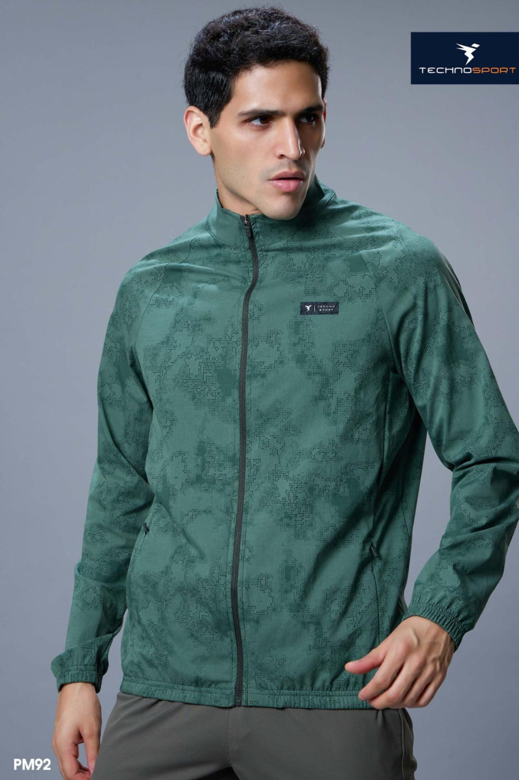 Technosport Men's Solid Hi-Neck AOP 2-Way Stretch Jacket (PM92/6