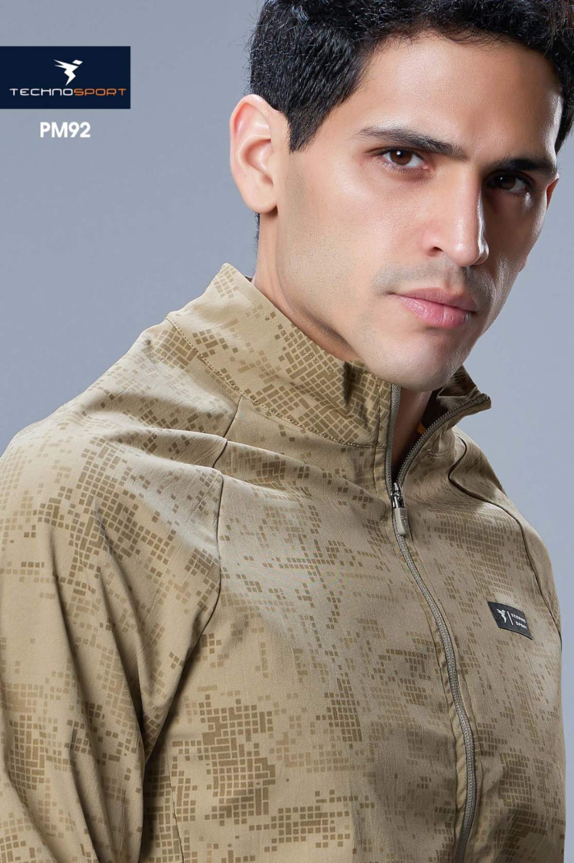 Technosport Men's Solid Hi-Neck AOP 2-Way Stretch Jacket (PM92/6