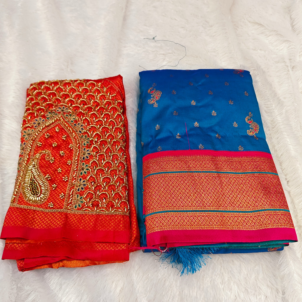 Premium Heavy Aari Work Blouse & Saree Ensemble 1020