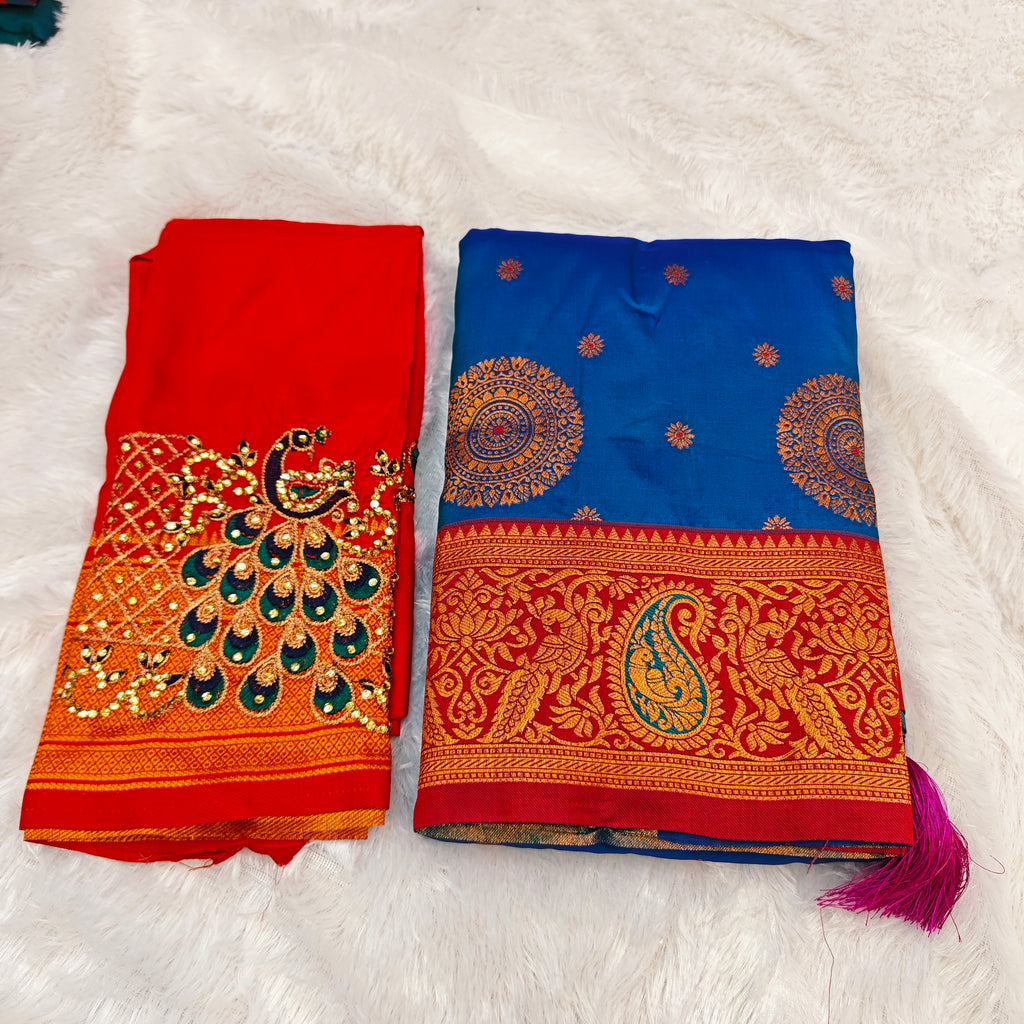 Premium Heavy Aari Work Blouse & Saree Ensemble 1020