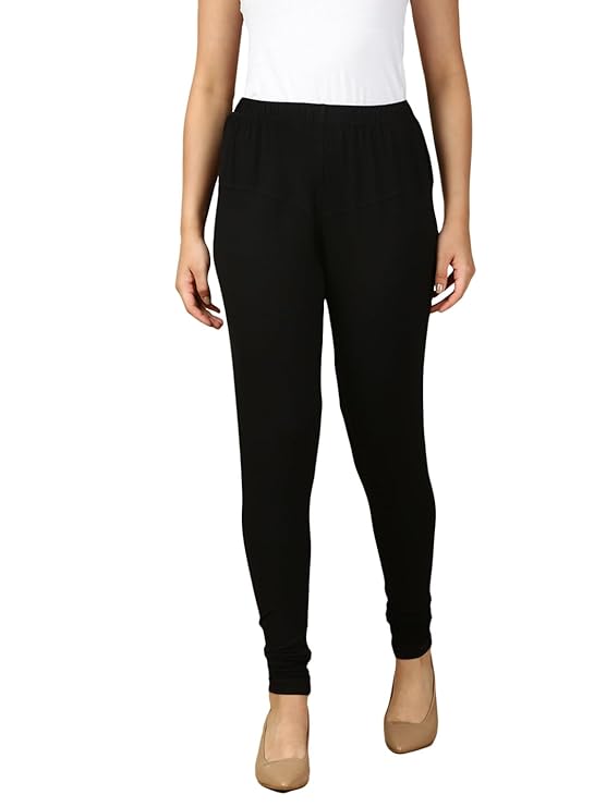 Premium Solid Cotton Lycra Leggings for Women: FREE SIZE Chuddidar Length
