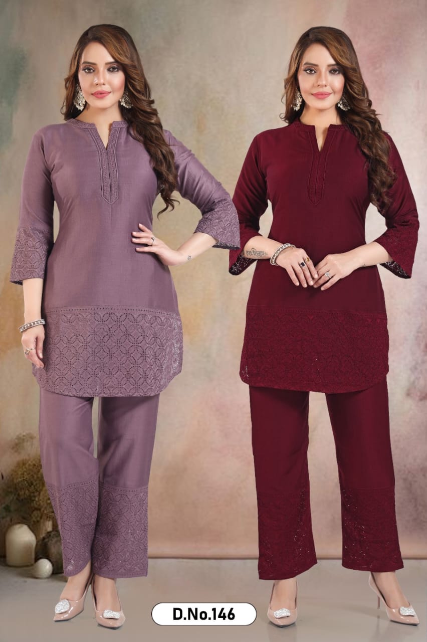 Premium Muslin Co-ord Set | Handcrafted Chikankari Work
