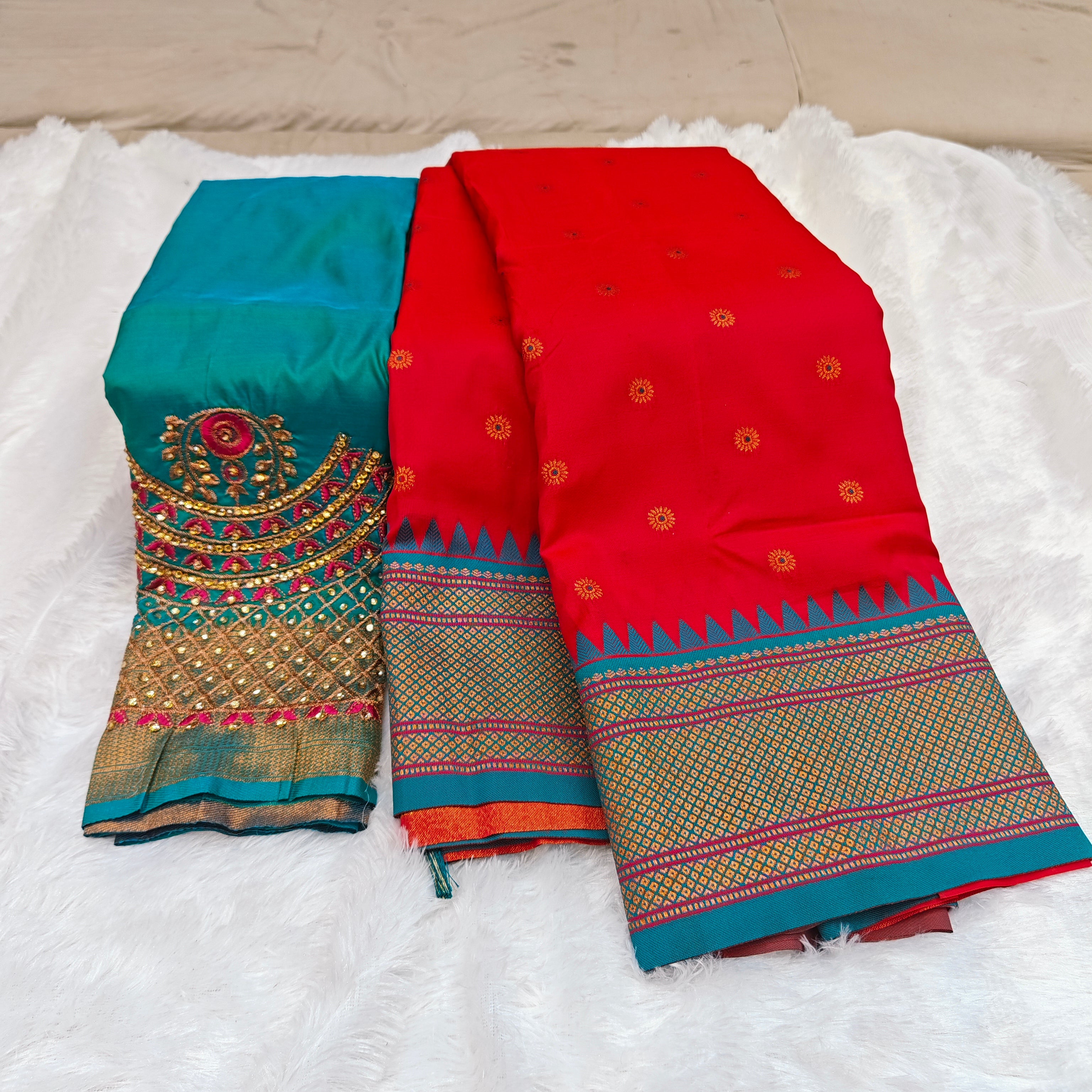 Premium Heavy Aari Work Blouse & Saree Ensemble 1020