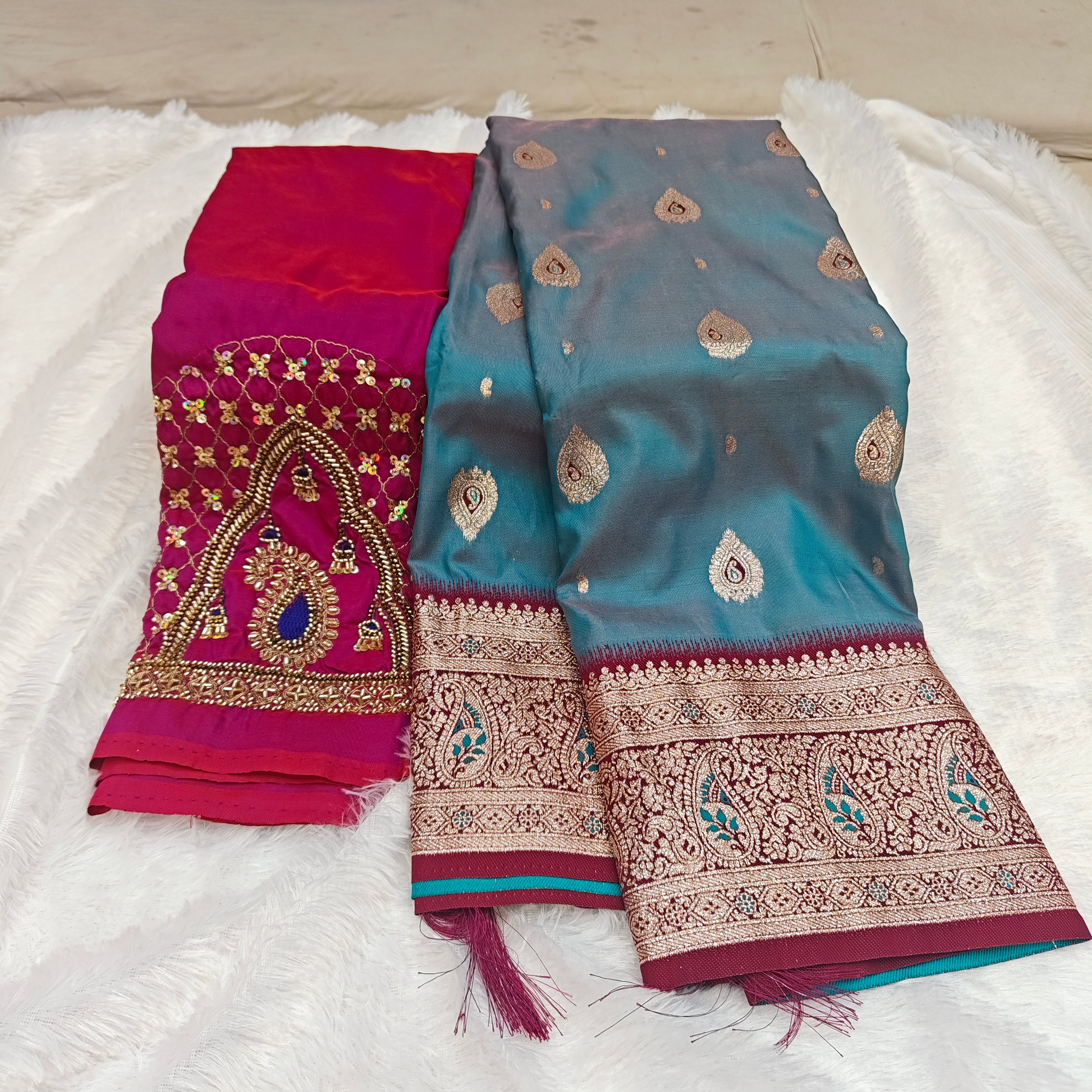 Premium Heavy Aari Work Blouse & Saree Ensemble 1020