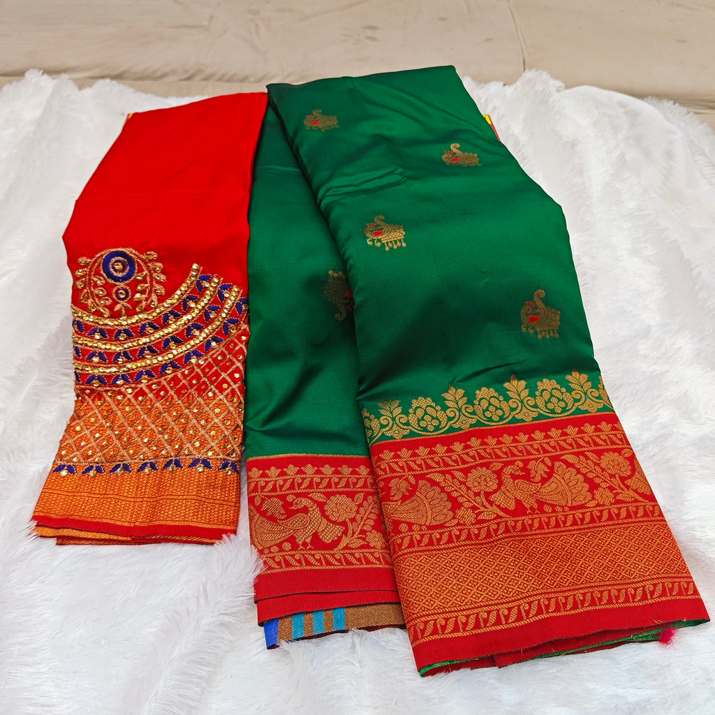 Premium Heavy Aari Work Blouse & Saree Ensemble 1020