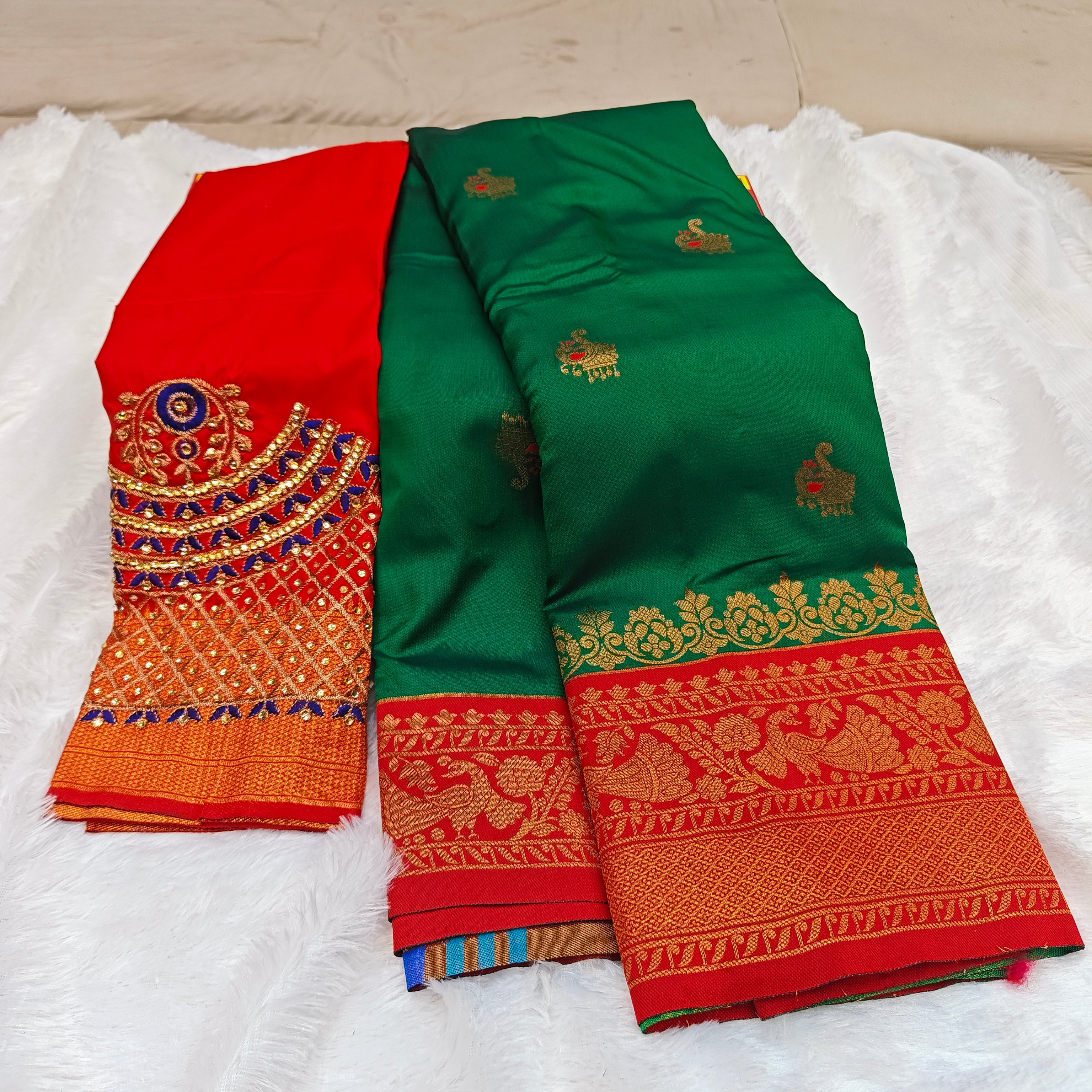 Premium Heavy Aari Work Blouse & Saree Ensemble 1020