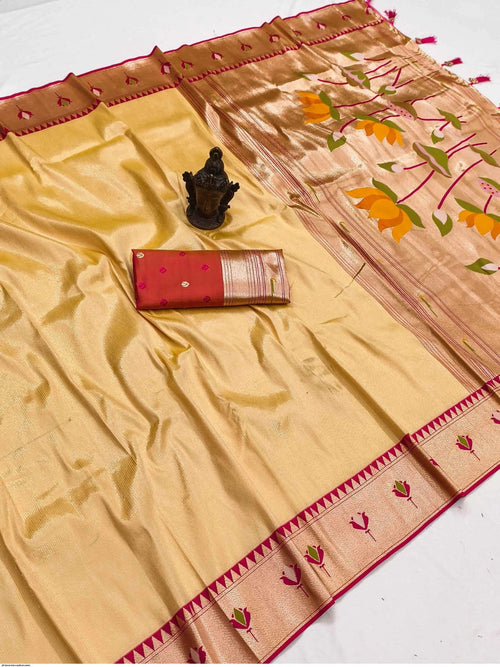 Apratim Tishu Lotus Paithani Saree (with Premium Blouse Piece)