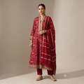 City Center Krisha Gher Sigar set in deep red with intricate gold floral embroidery and matching dupatta