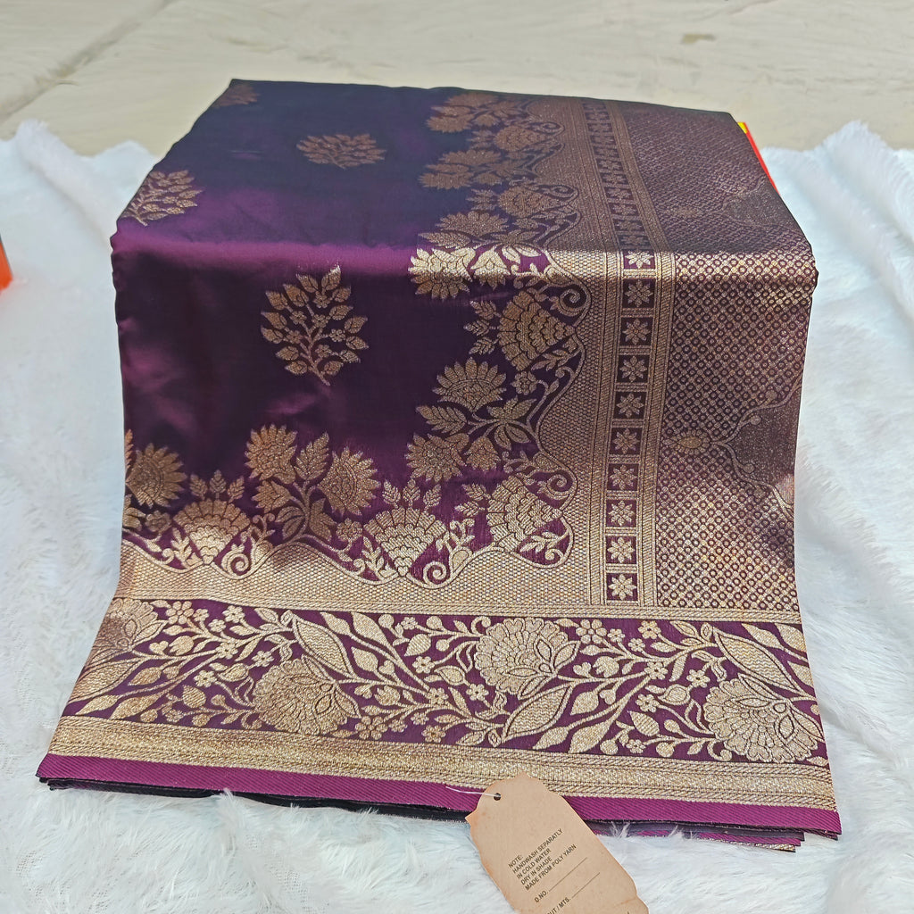 Exclusive Silk Katpadar Saree: Full Gold Jari & All-Over Butti Edition
