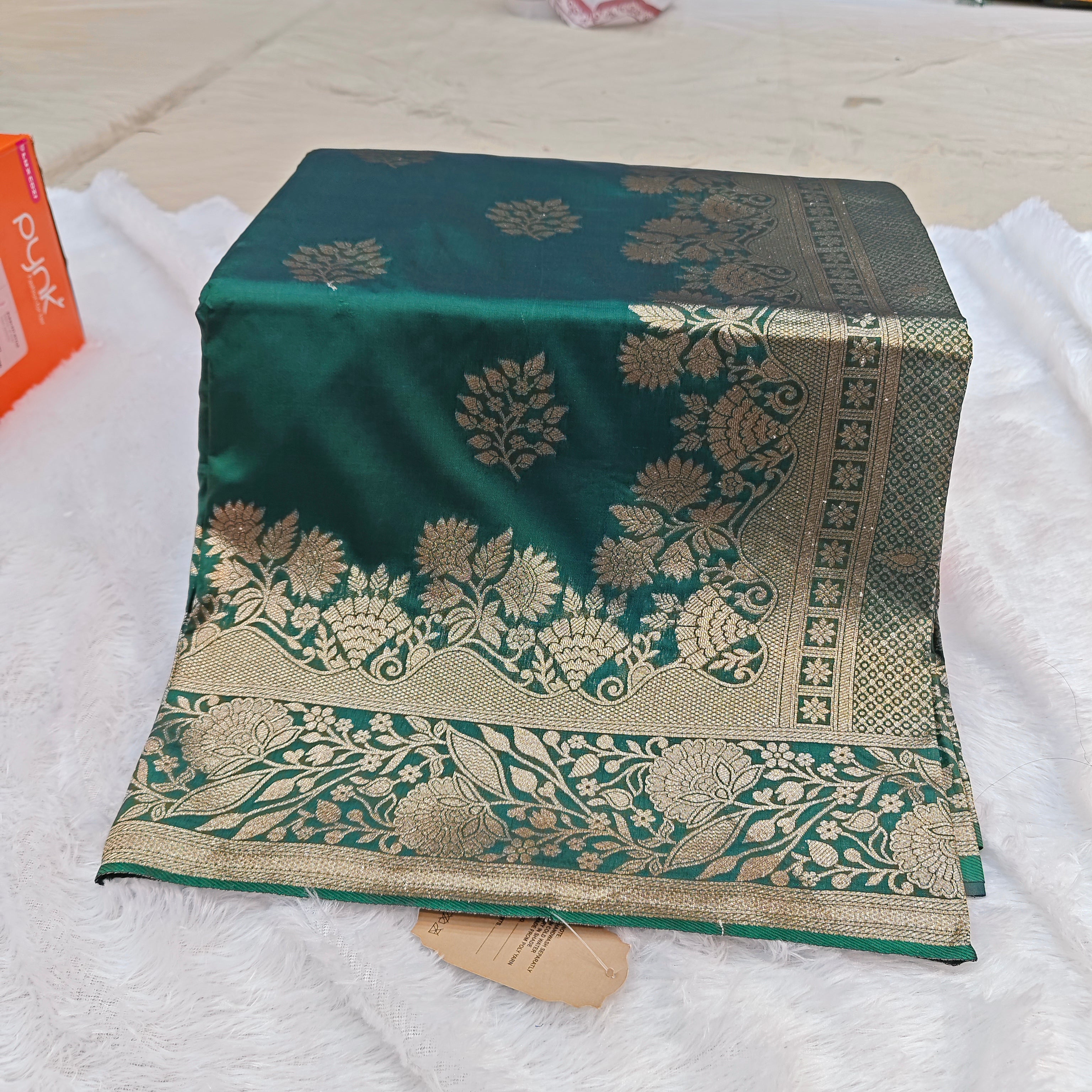 Exclusive Silk Katpadar Saree: Full Gold Jari & All-Over Butti Edition