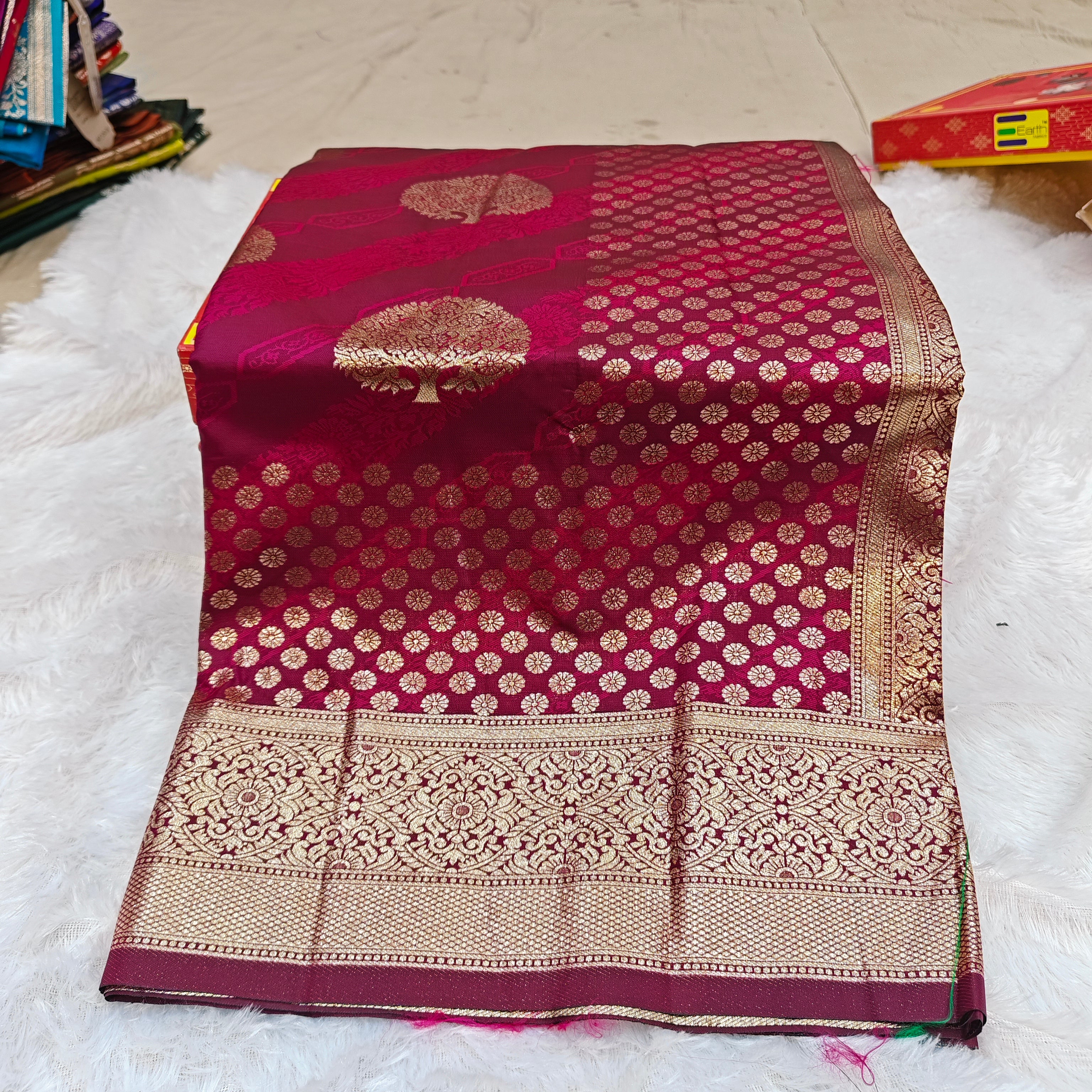 Exclusive Silk Katpadar Saree: Full Gold Jari & All-Over Butti Edition