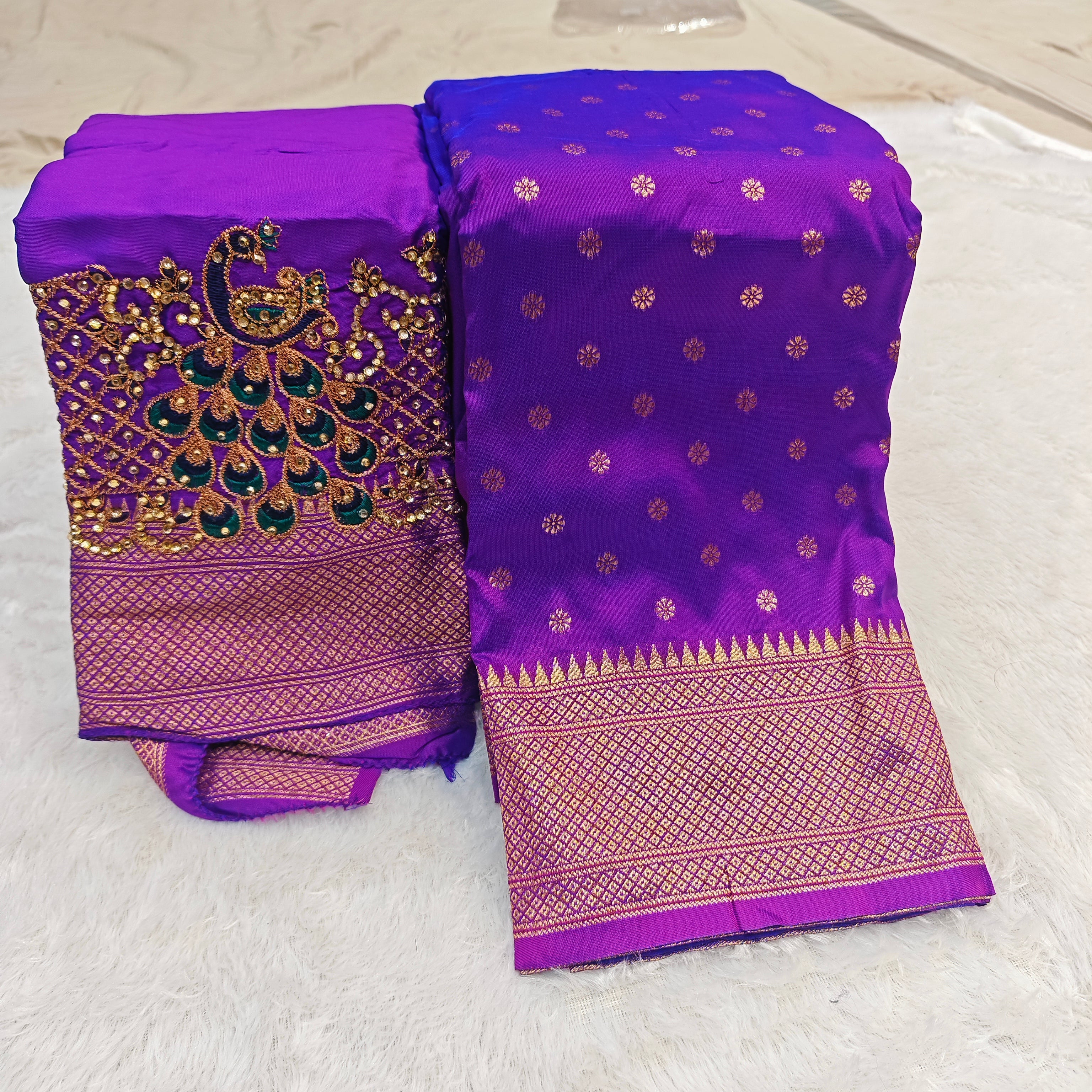 Premium Kalanjali Silk Saree with Handcrafted Aari Work Blouse