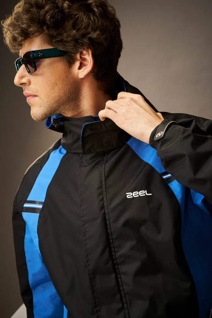 Zeel Go Hike Black & Blue Raincot - JS508