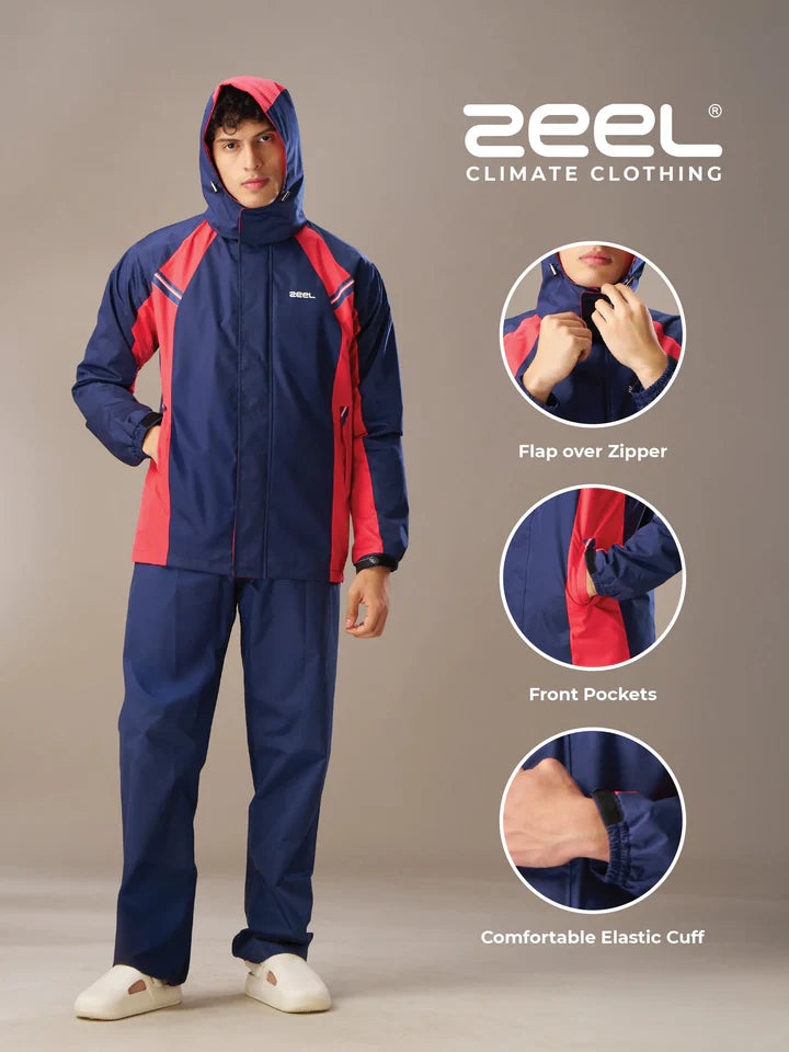 Zeel Go Hike Black & Blue Raincot - JS508