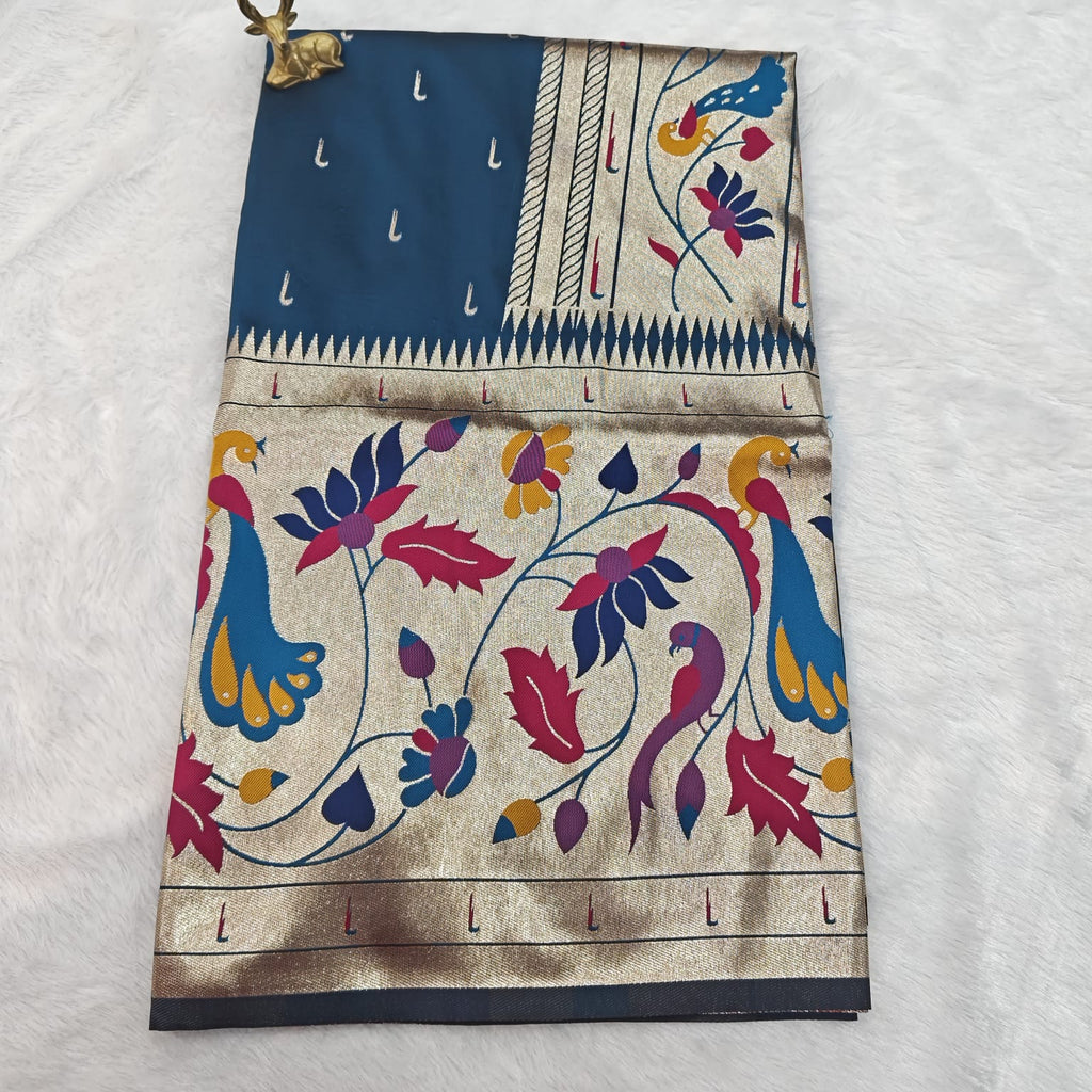 Lotus Katpadar Silk Saree | Heavy Lotus Jari Work Pallu & Broad Border 1014