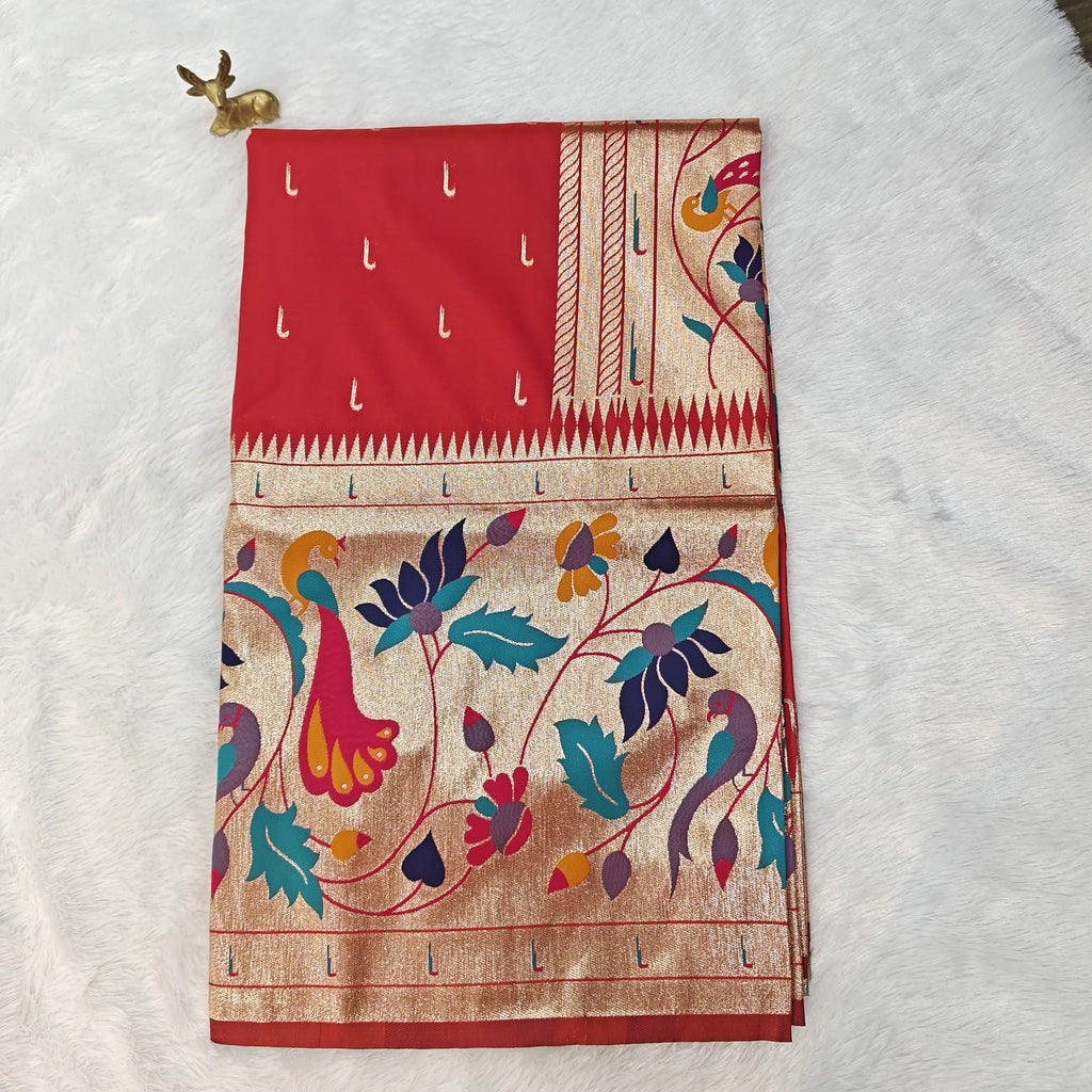 Lotus Katpadar Silk Saree | Heavy Lotus Jari Work Pallu & Broad Border 1014