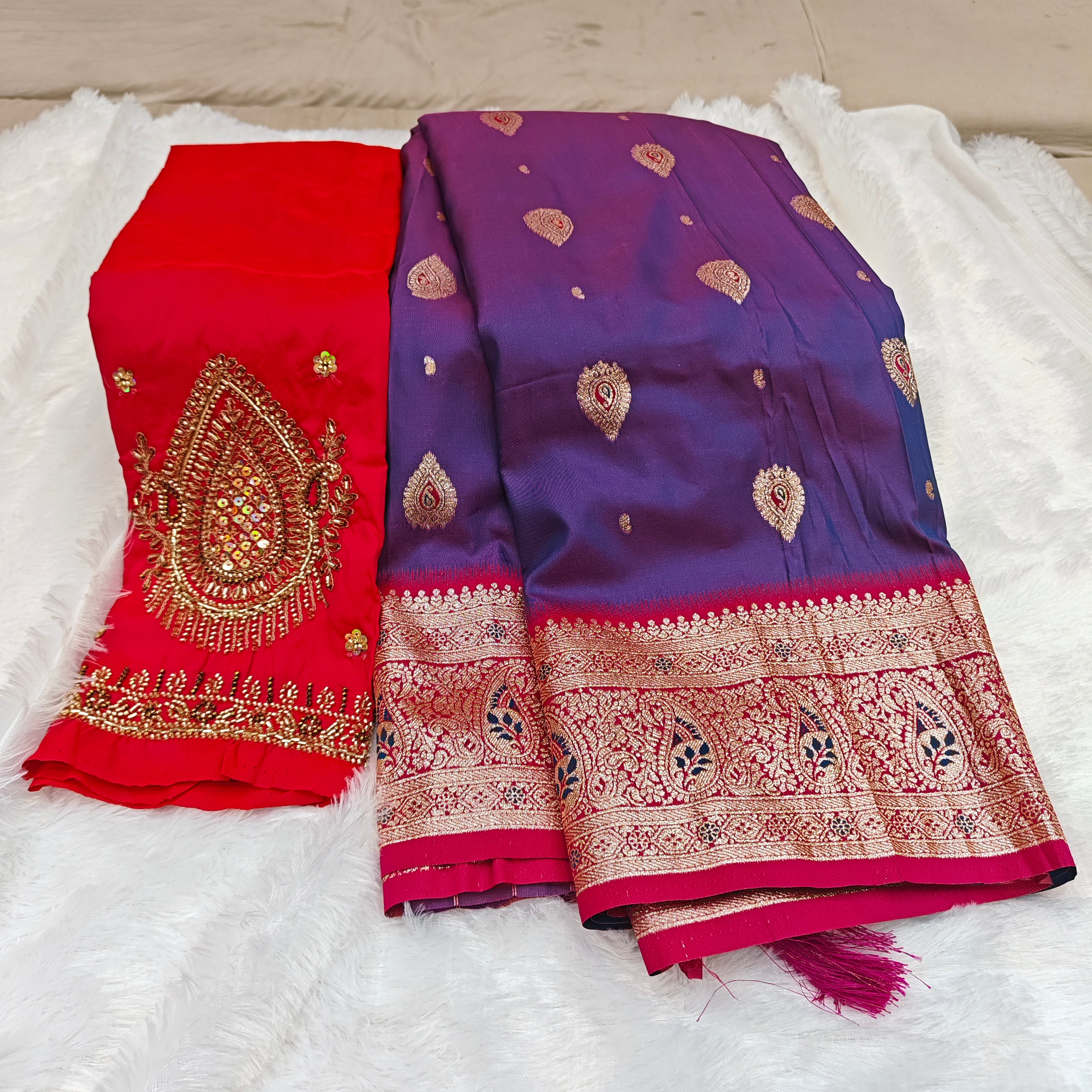 Premium Heavy Aari Work Blouse & Saree Ensemble 1020