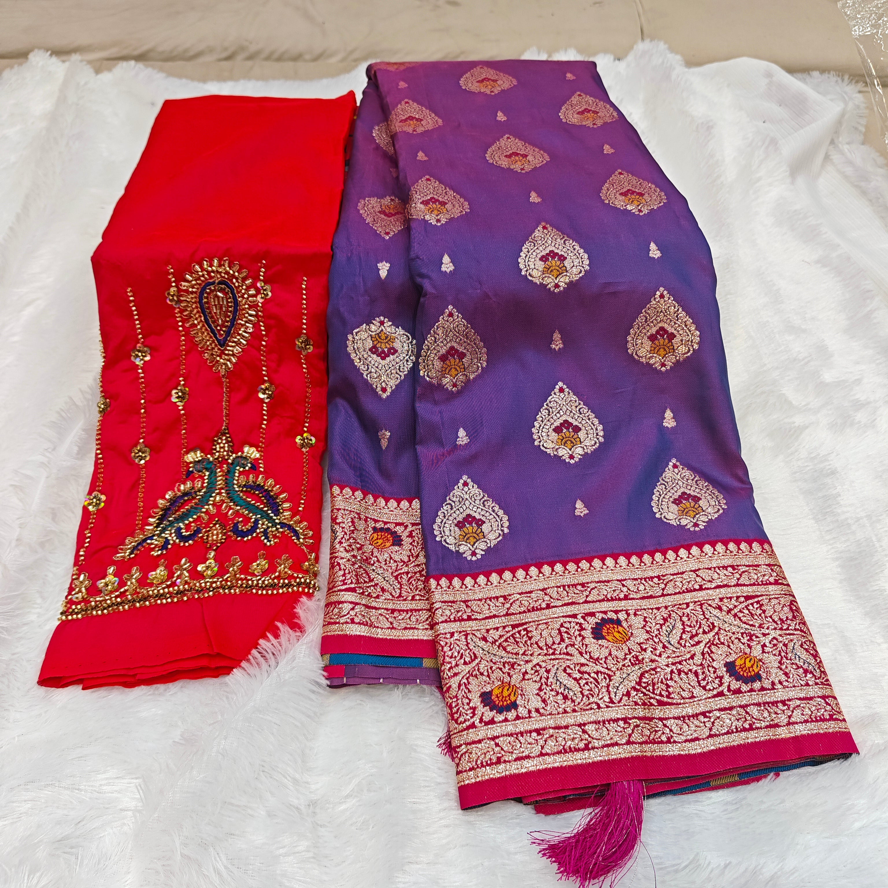 Premium Heavy Aari Work Blouse & Saree Ensemble 1020