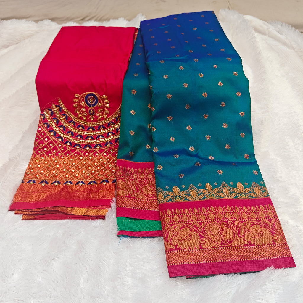 Premium Heavy Aari Work Blouse & Saree Ensemble 1020