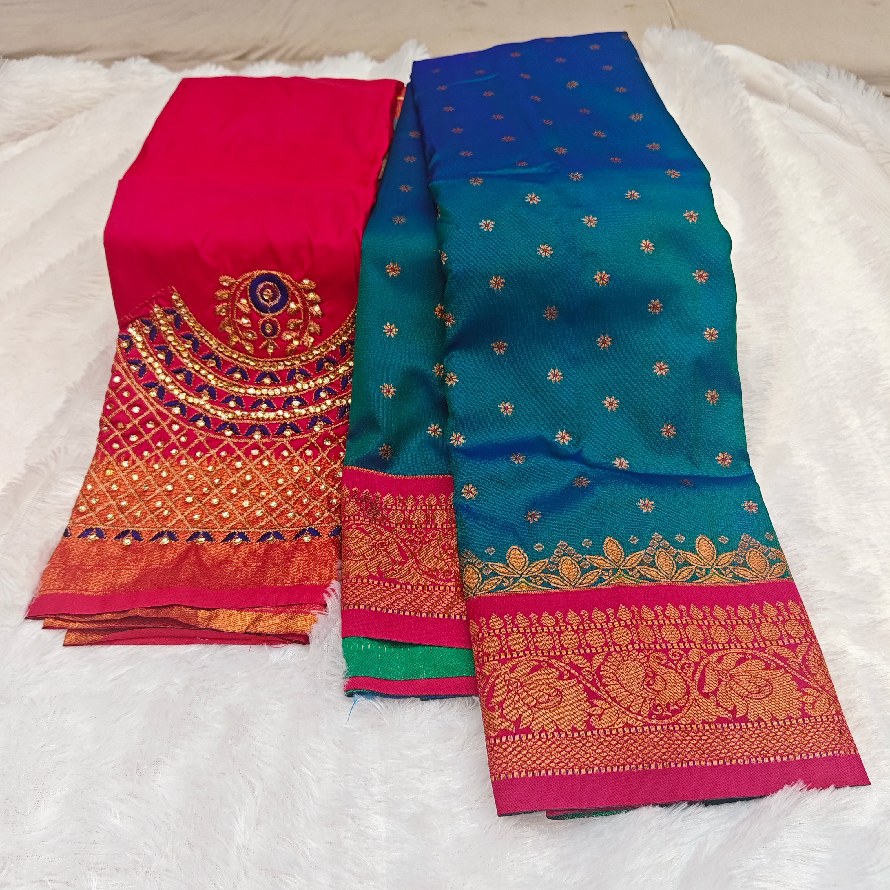Premium Heavy Aari Work Blouse & Saree Ensemble 1020