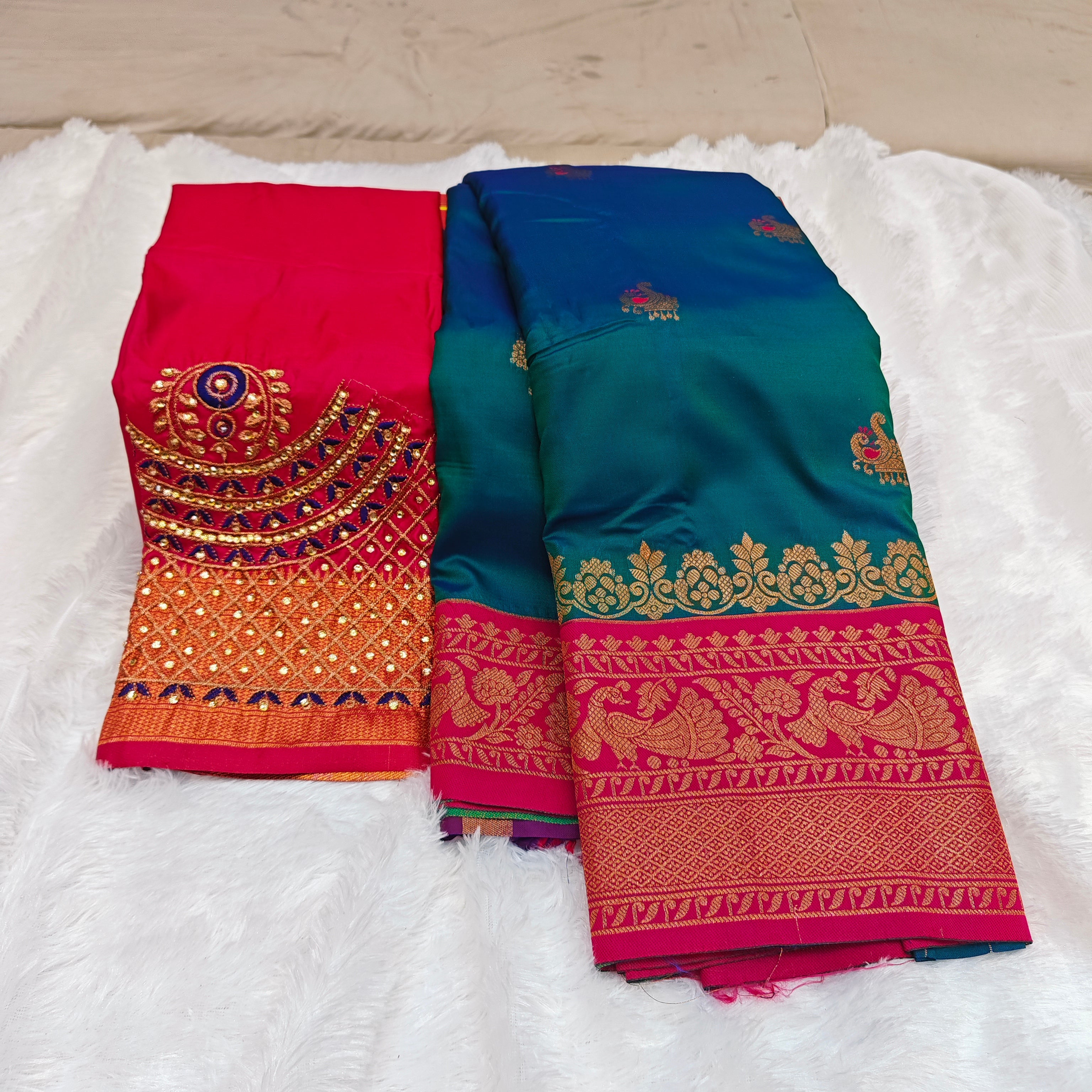 Premium Heavy Aari Work Blouse & Saree Ensemble 1020