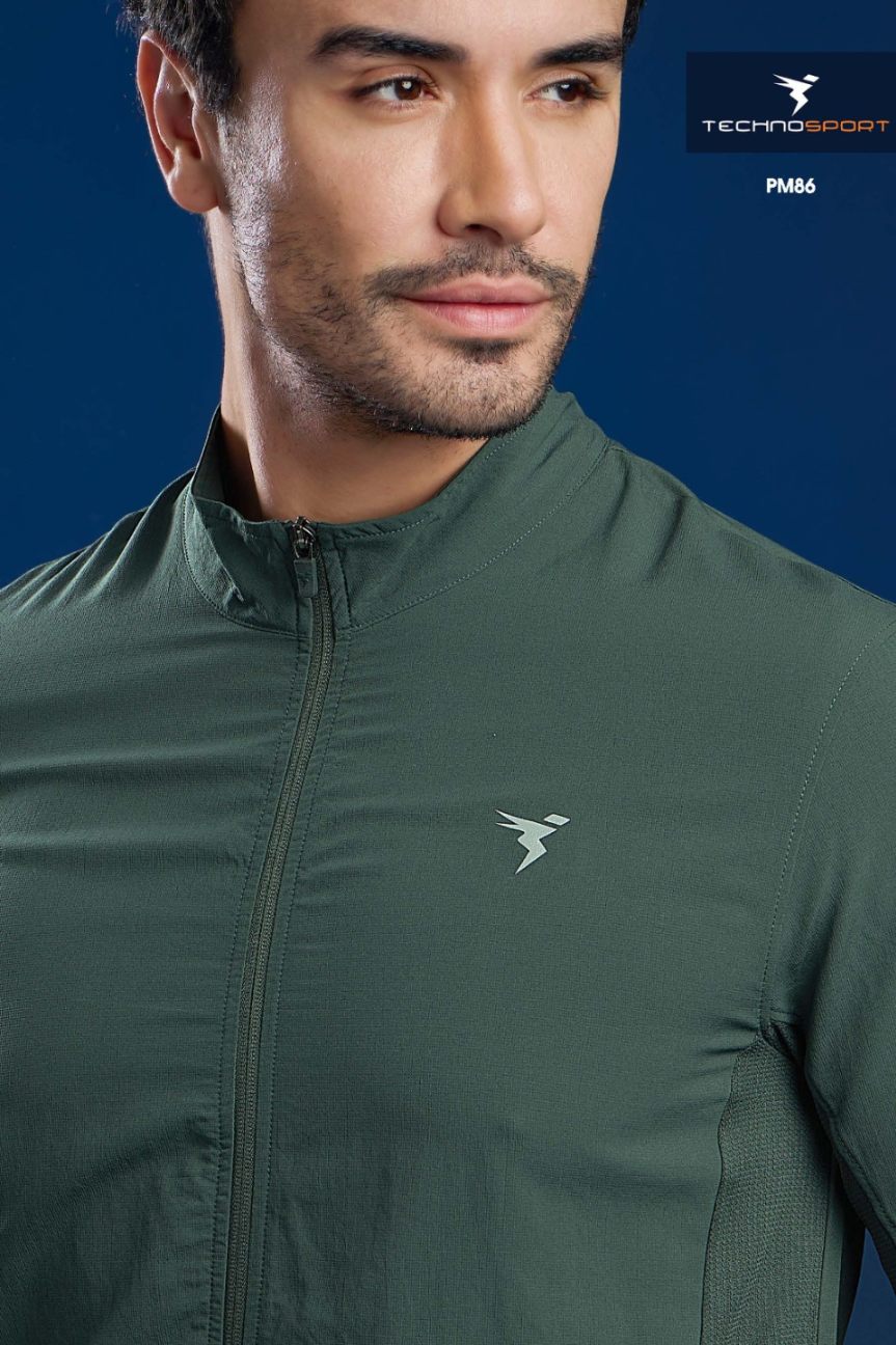 Technosport Men's Solid Woven Hi-Neck Slim-Fit Jacket (PM86/13)