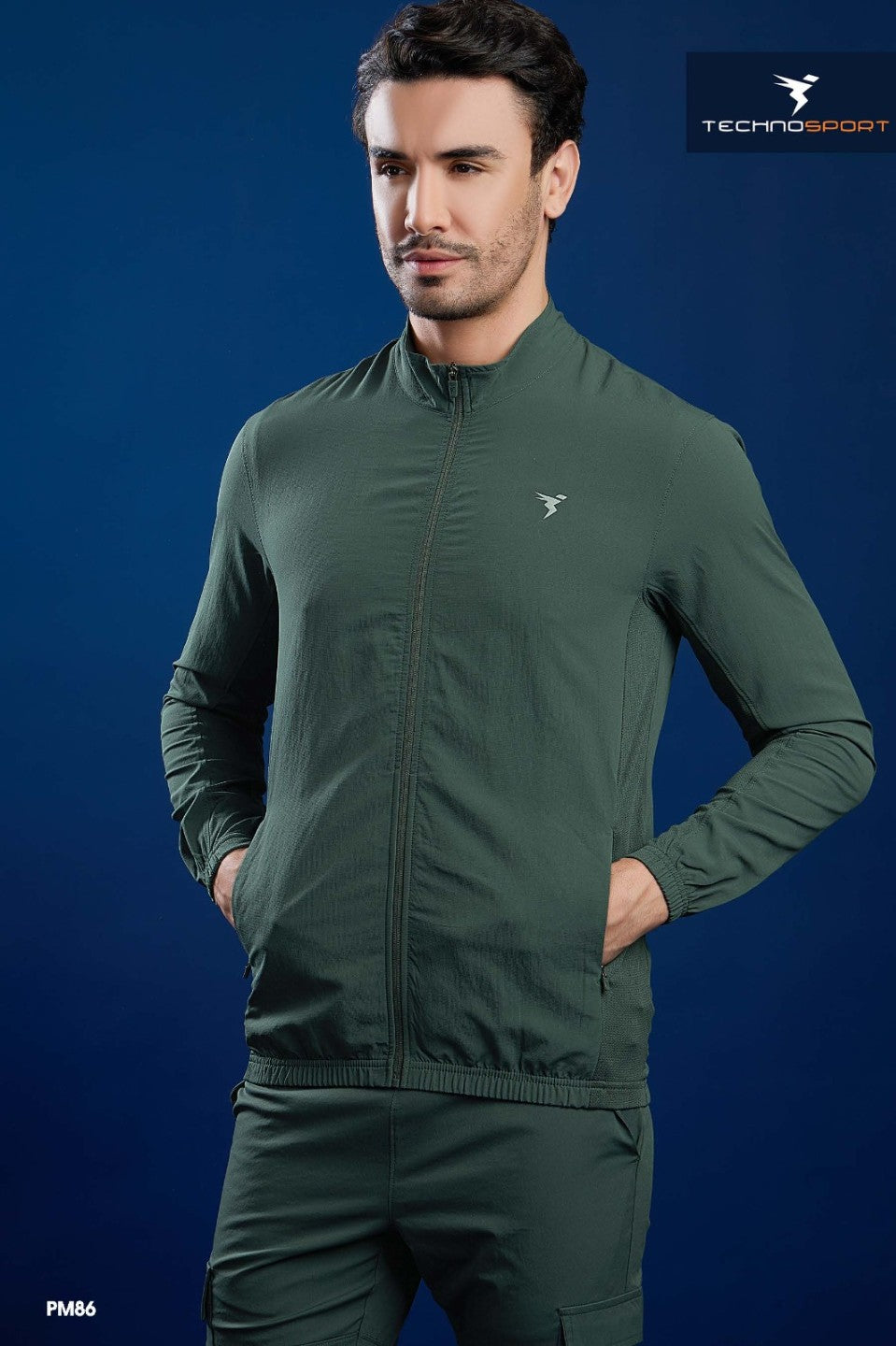 Technosport Men's Solid Woven Hi-Neck Slim-Fit Jacket (PM86/13)