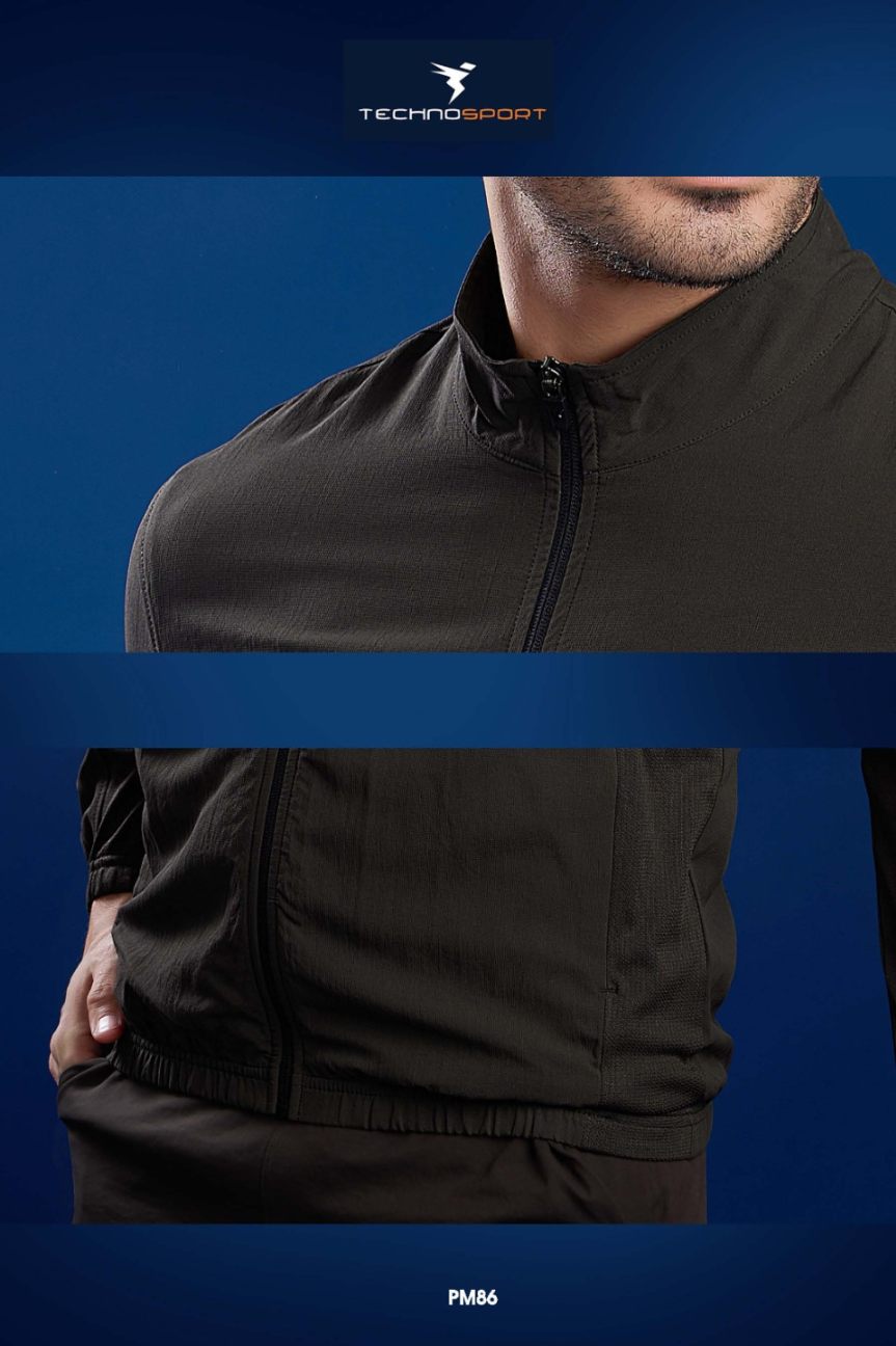 Technosport Men's Solid Woven Hi-Neck Slim-Fit Jacket (PM86/13)