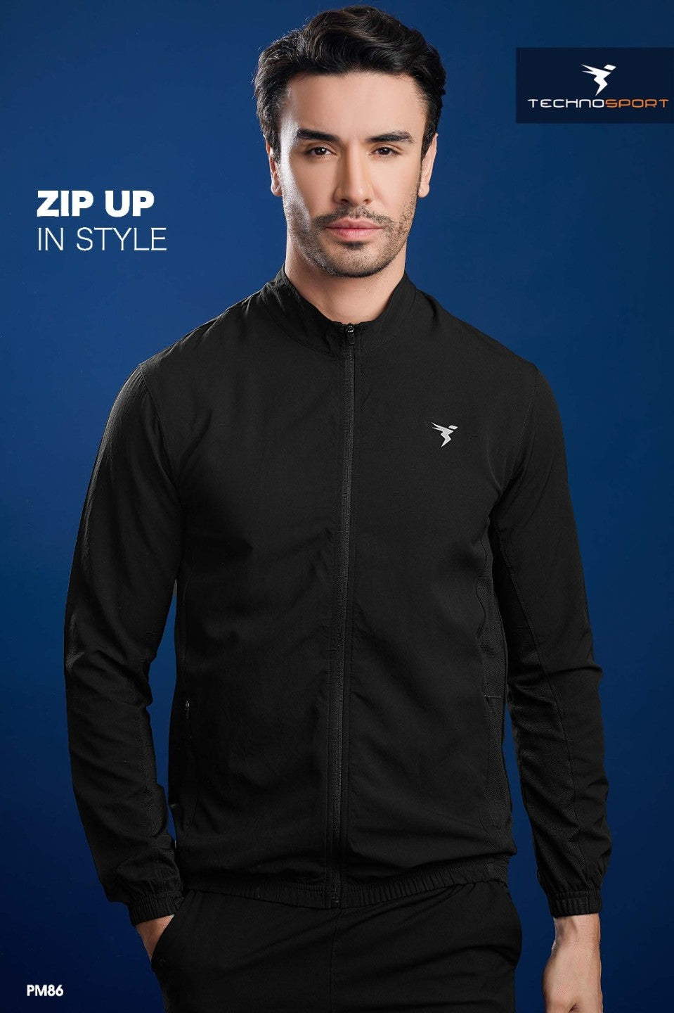 Technosport Men's Solid Woven Hi-Neck Slim-Fit Jacket (PM86/13)