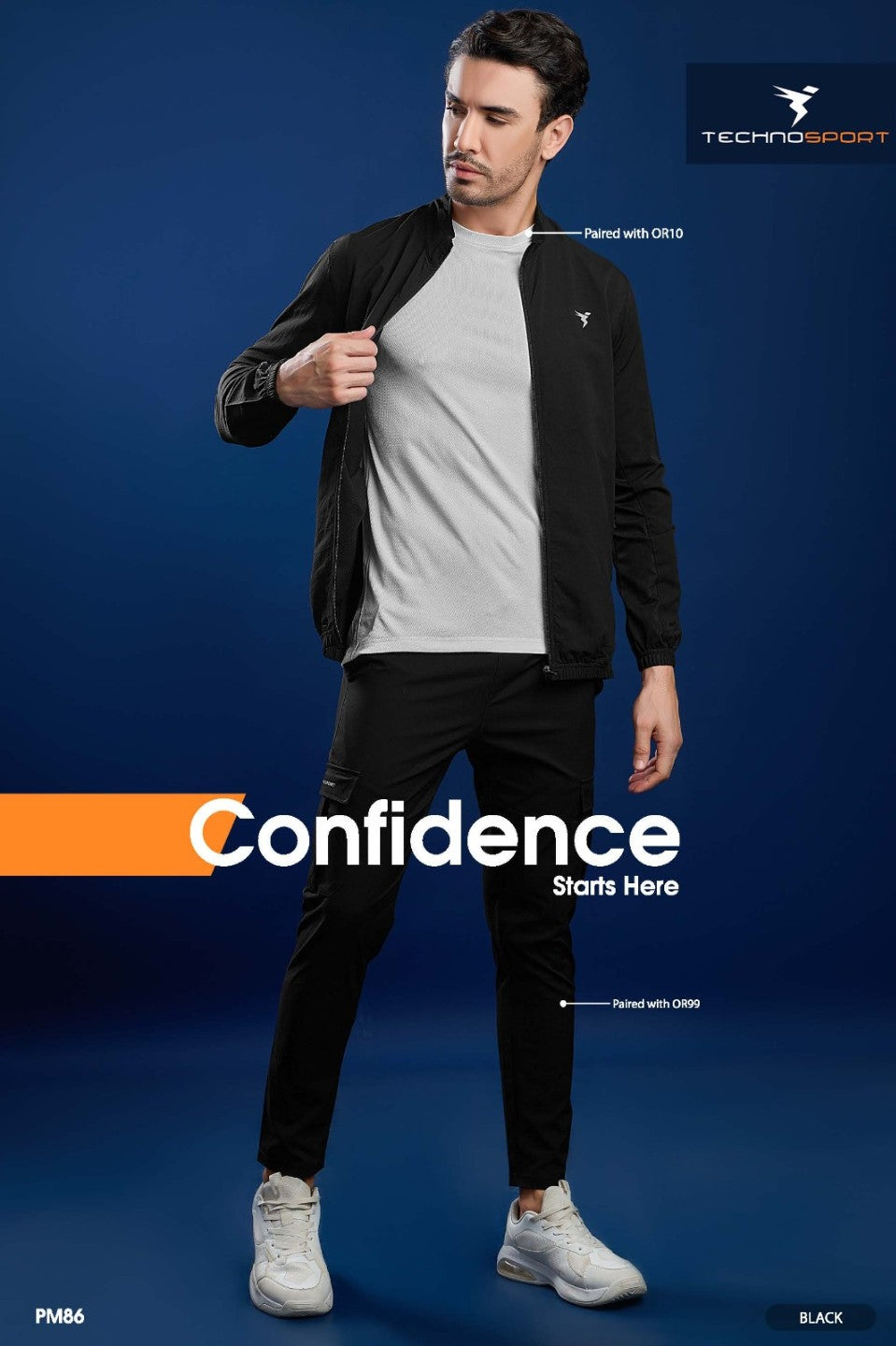 Technosport Men's Solid Woven Hi-Neck Slim-Fit Jacket (PM86/13)