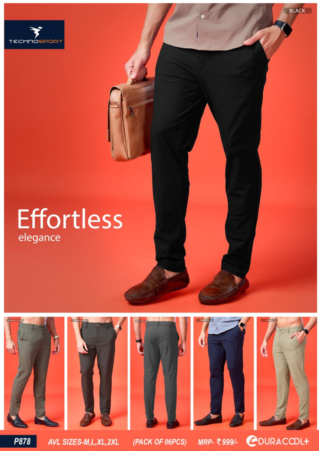 Technosport Duracool+ Solid 4-Way Stretch Casual Trousers Buy 3 At 1998