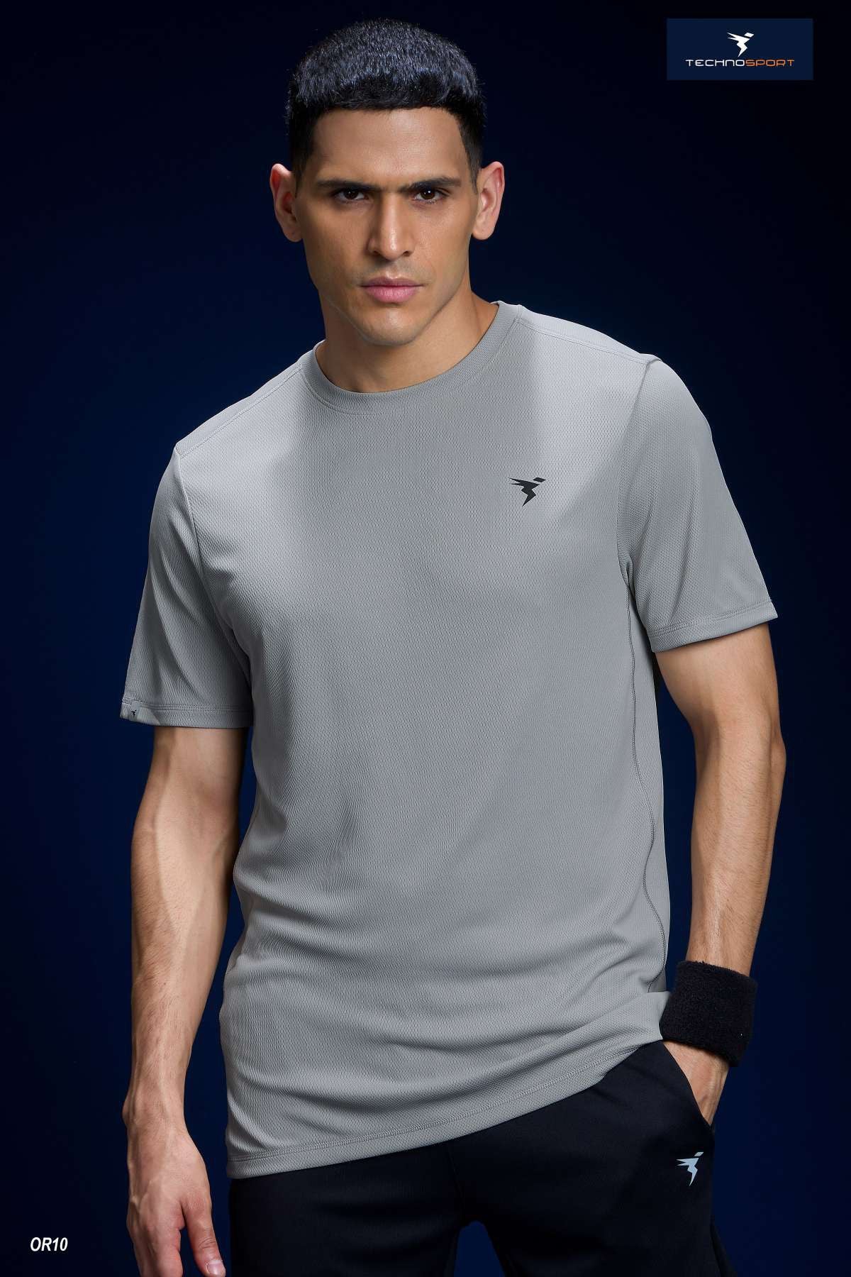 Technosport Men's Solid Crew Neck Slim Fit T-Shirt OR10