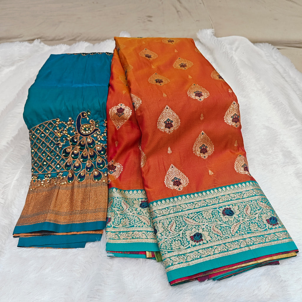 Premium Heavy Aari Work Blouse & Saree Ensemble 1020
