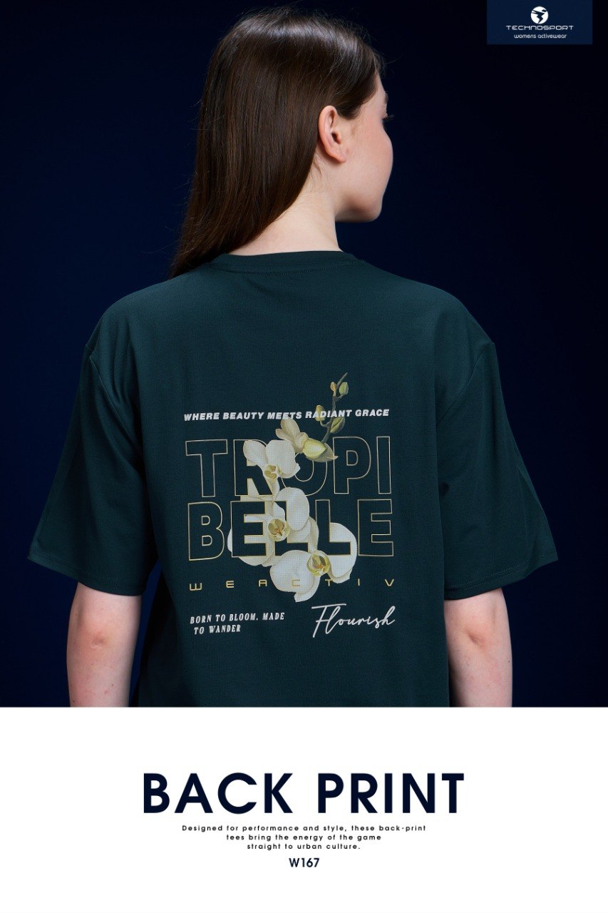 Technosport Womens Crew Neck Printed Drop Shoulder H/S W167