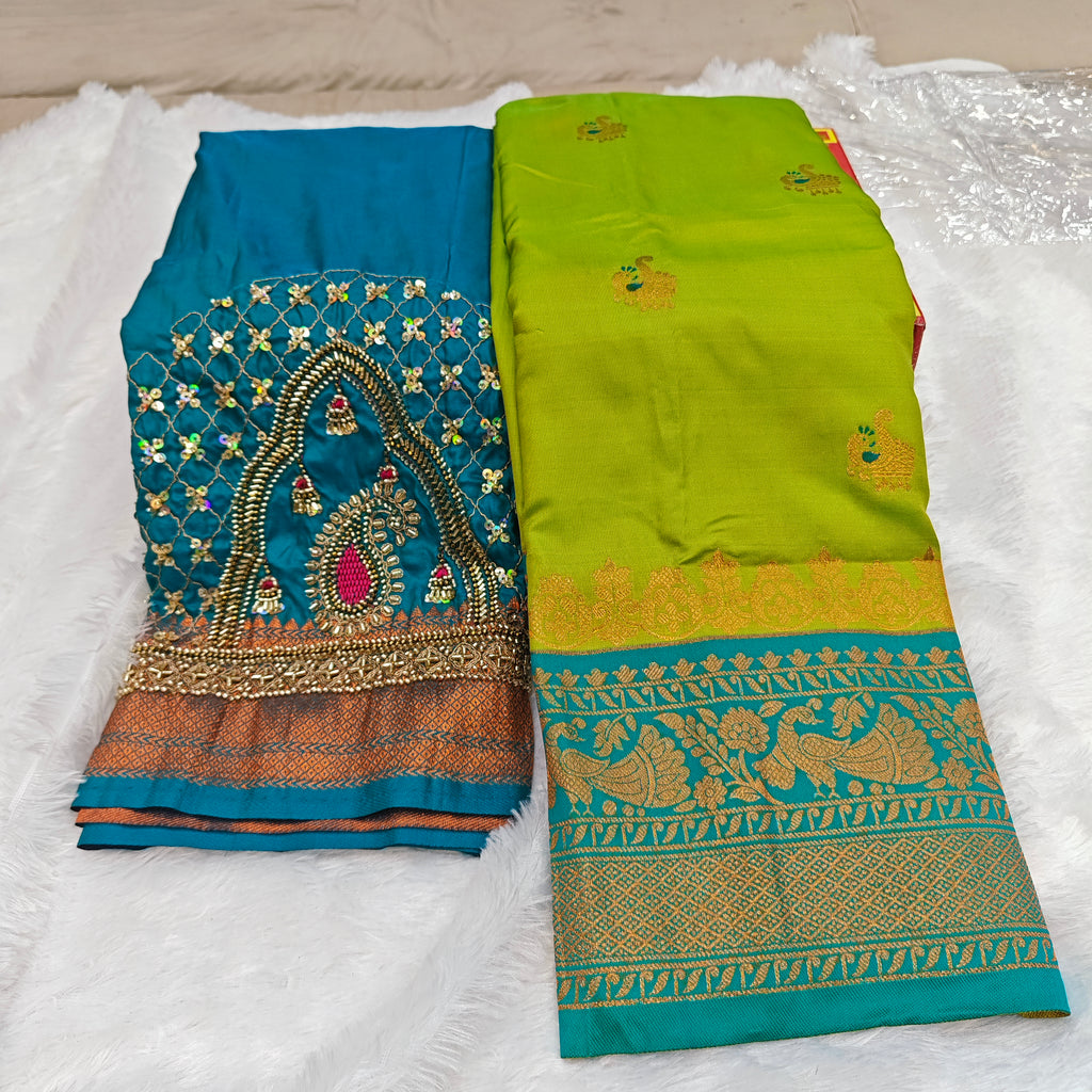 Premium Heavy Aari Work Blouse & Saree Ensemble 1020