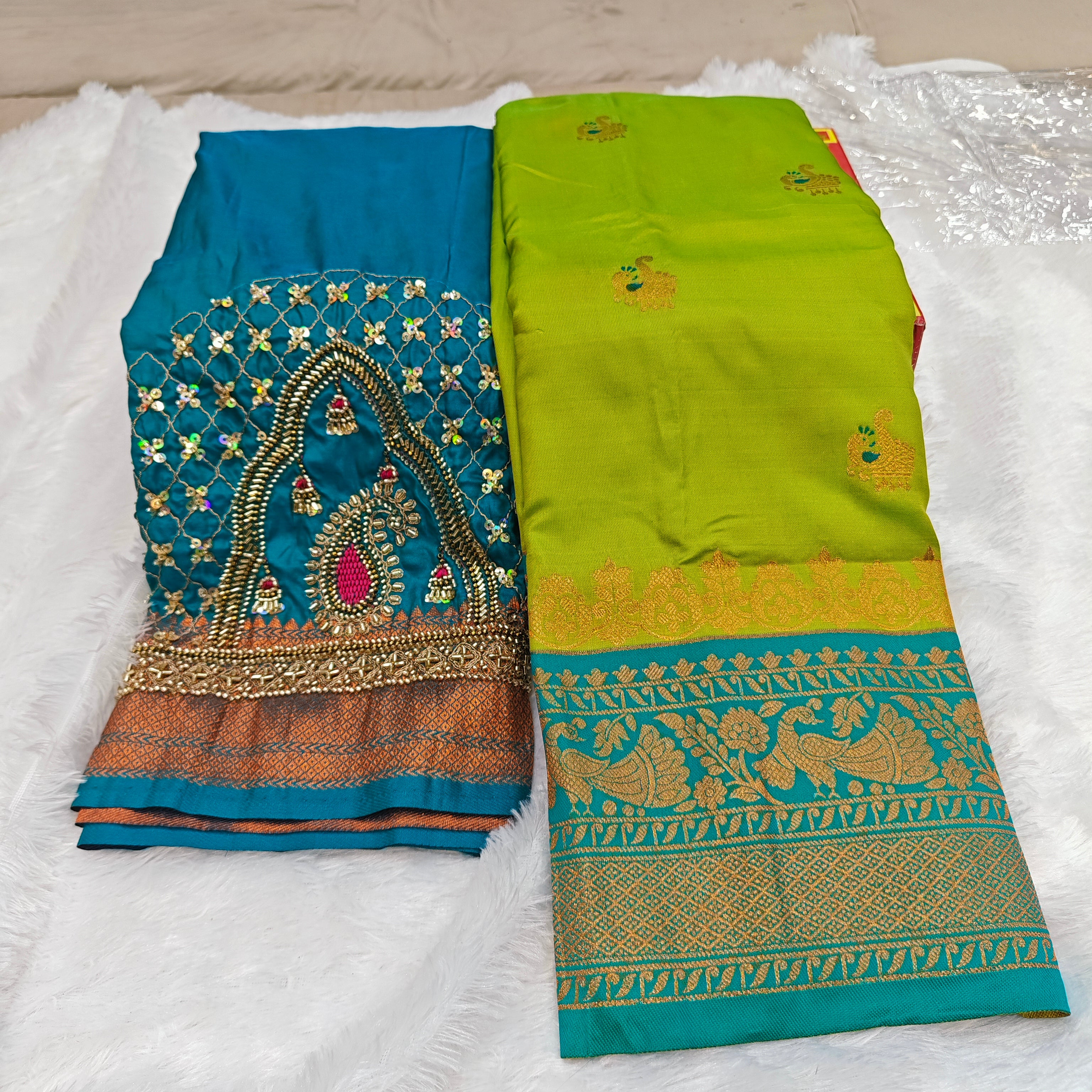 Premium Heavy Aari Work Blouse & Saree Ensemble 1020