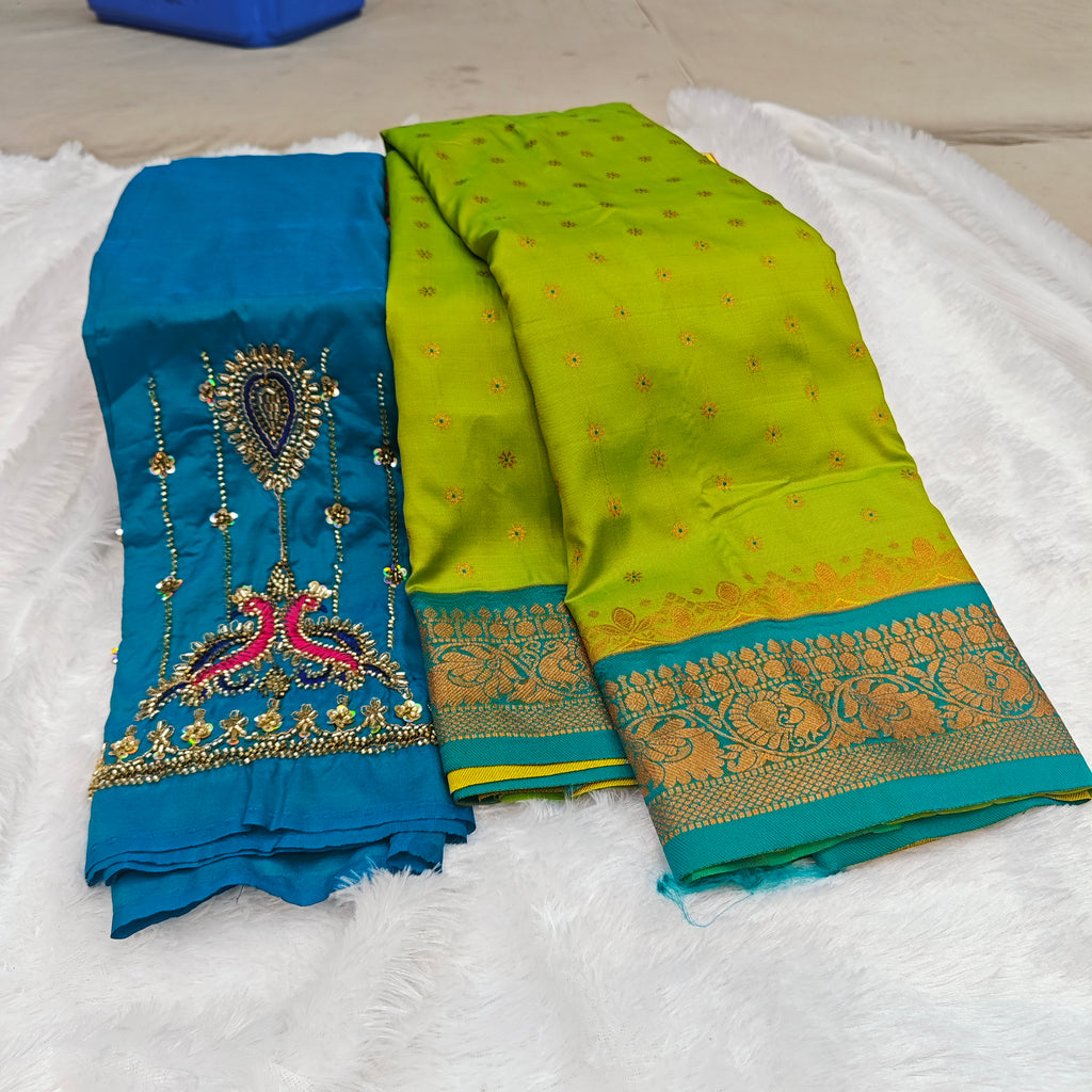 Premium Heavy Aari Work Blouse & Saree Ensemble 1020