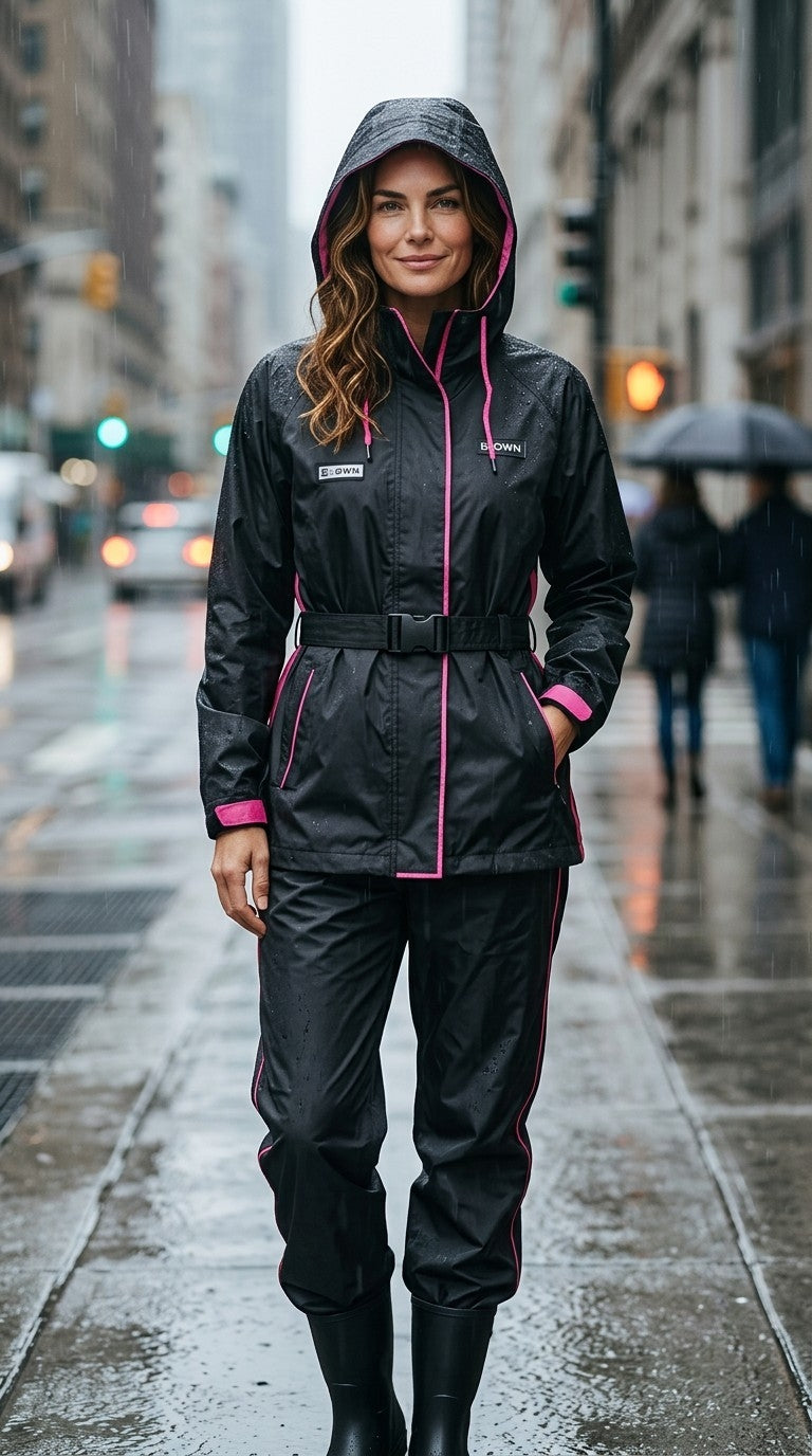 Top In Town Women's Premium Rain Suit  with Built-in Bag Holder